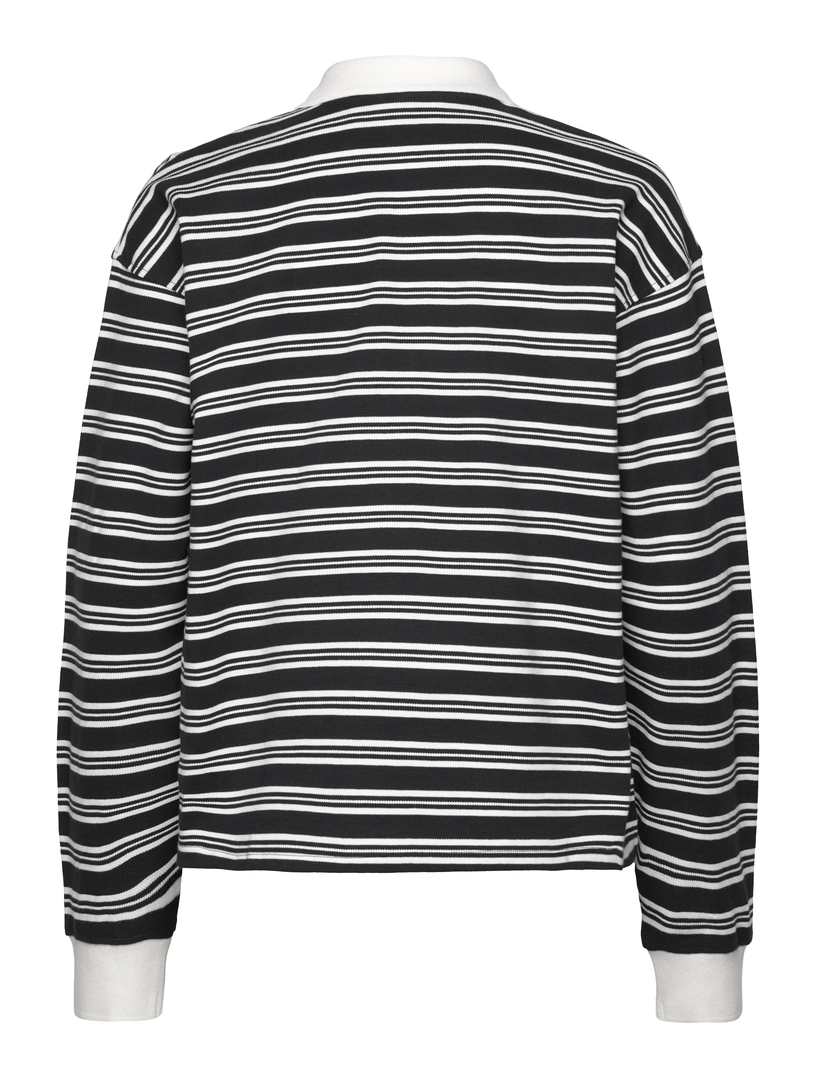 Monki - Long Sleeve Rugby Polo Top - polo shirts - black dark - 1