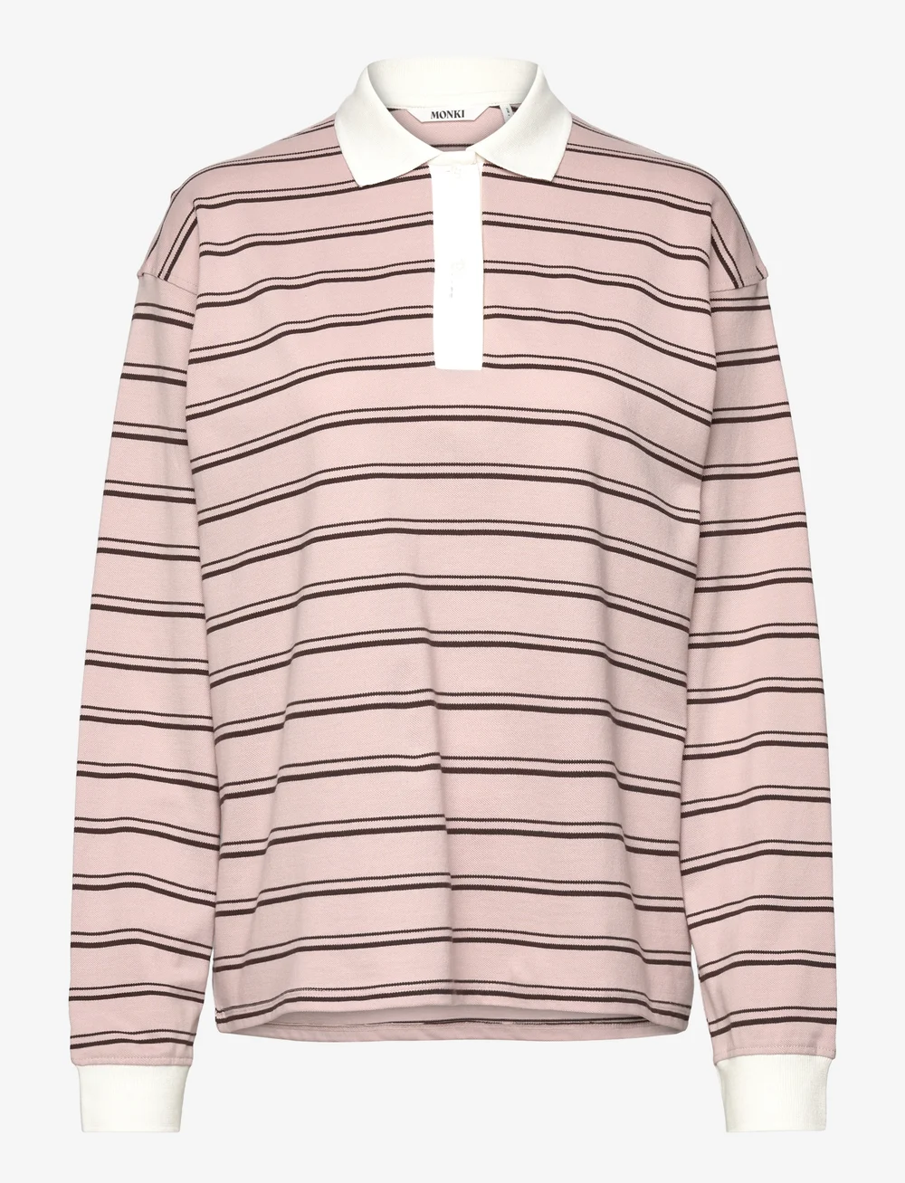 Monki - Long Sleeve Rugby Polo Top - poloshirts - pink dusty light - 0