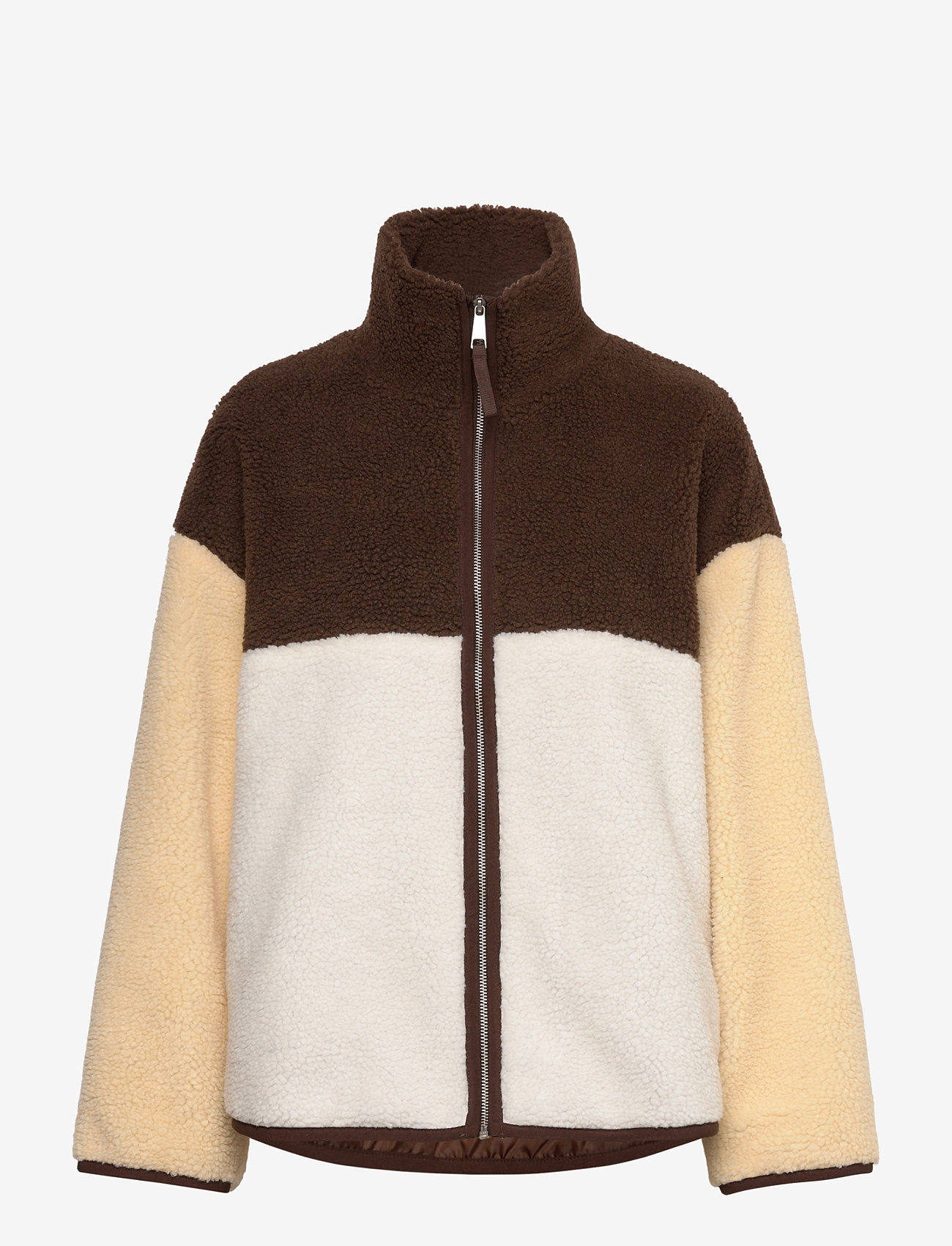 Monki - Loose Fleece Zip Jacket - joped - yellow dusty light - 0