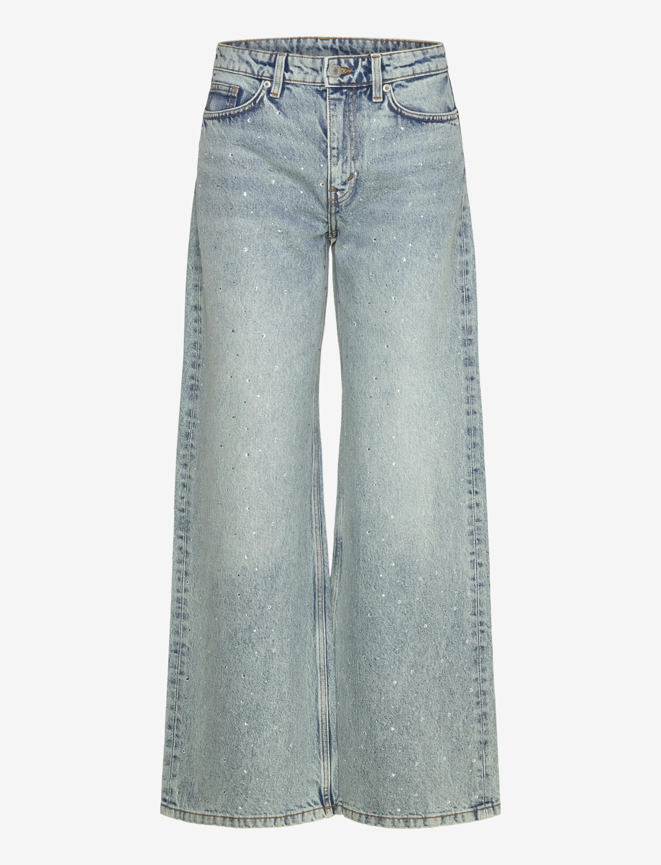 Monki - Paz Mid Straight Embellished Jeans - vida jeans - blue light - 0