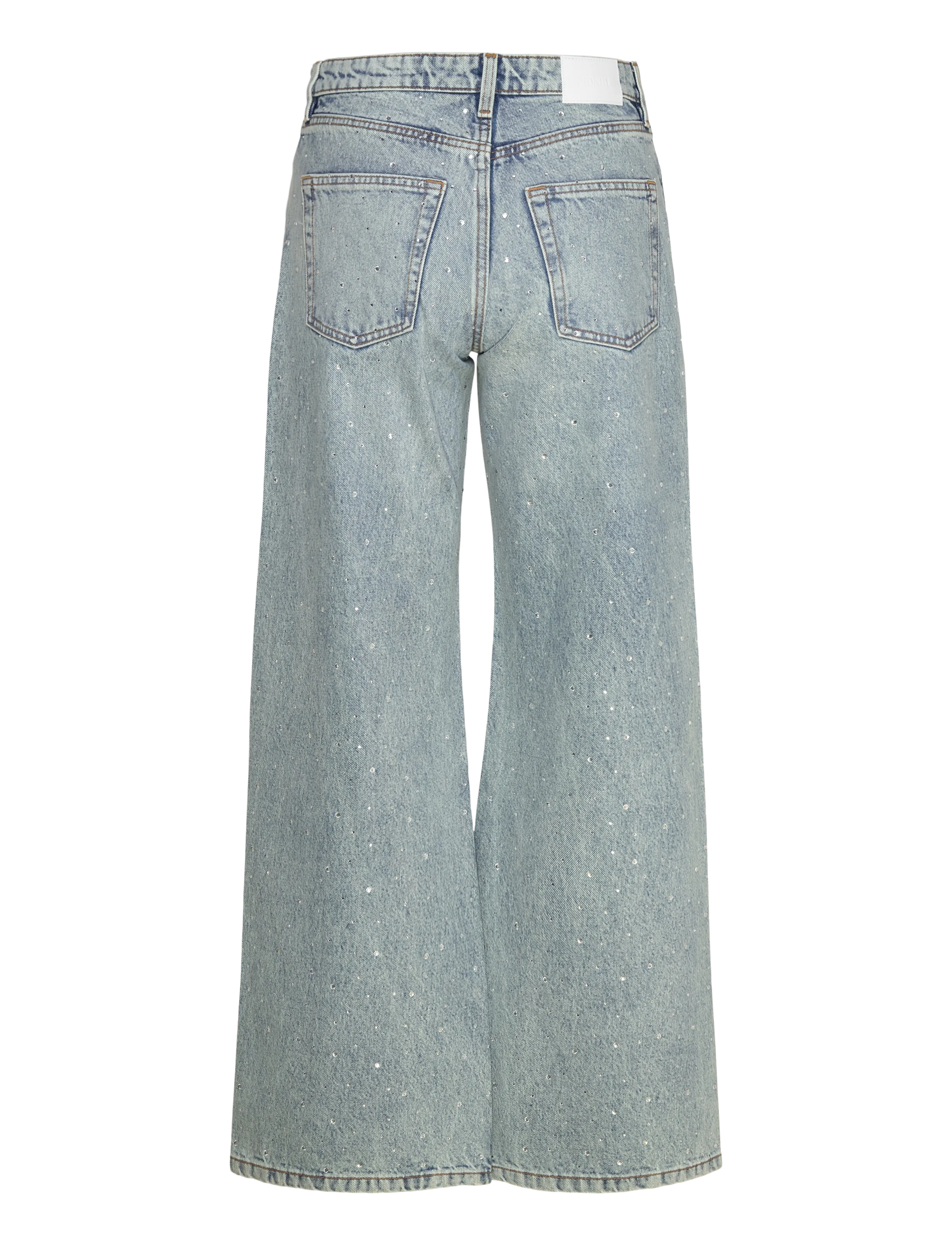 Monki - Paz Mid Straight Embellished Jeans - hosen mit weitem bein - blue light - 1