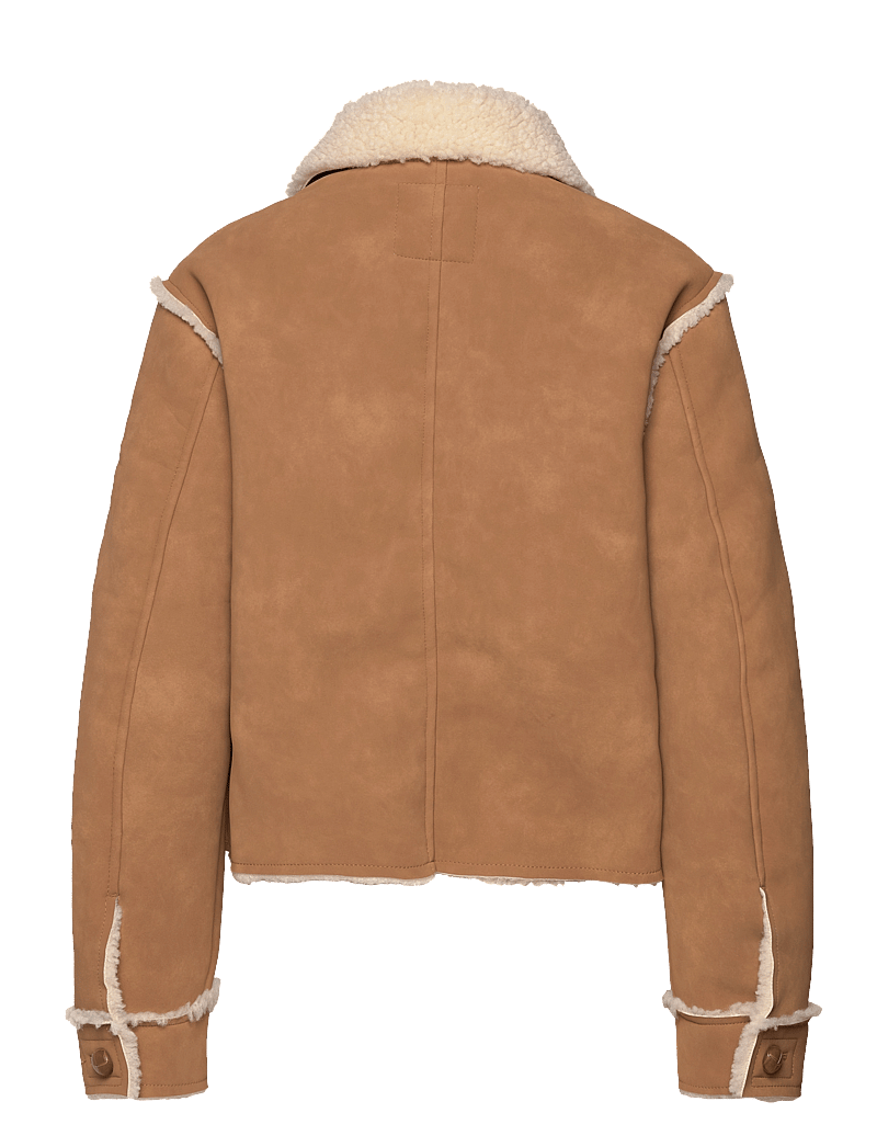 Monki - Faux Leather Shearling Jacket - kunstpelz - brown medium dusty - 2