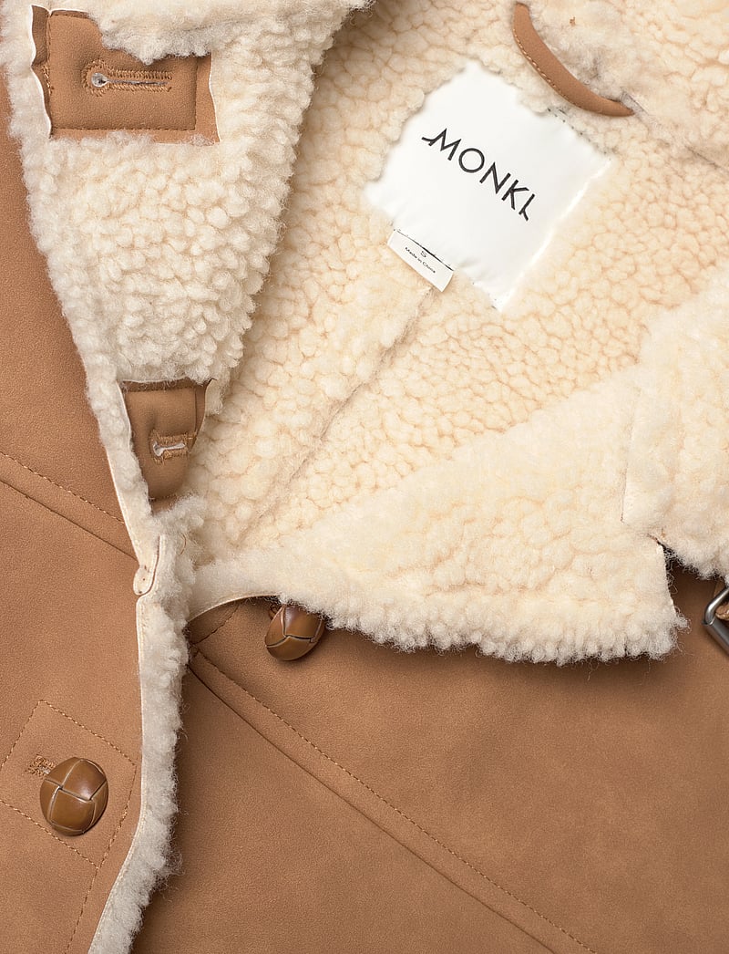 Monki - Faux Leather Shearling Jacket - kunstpelz - brown medium dusty - 3