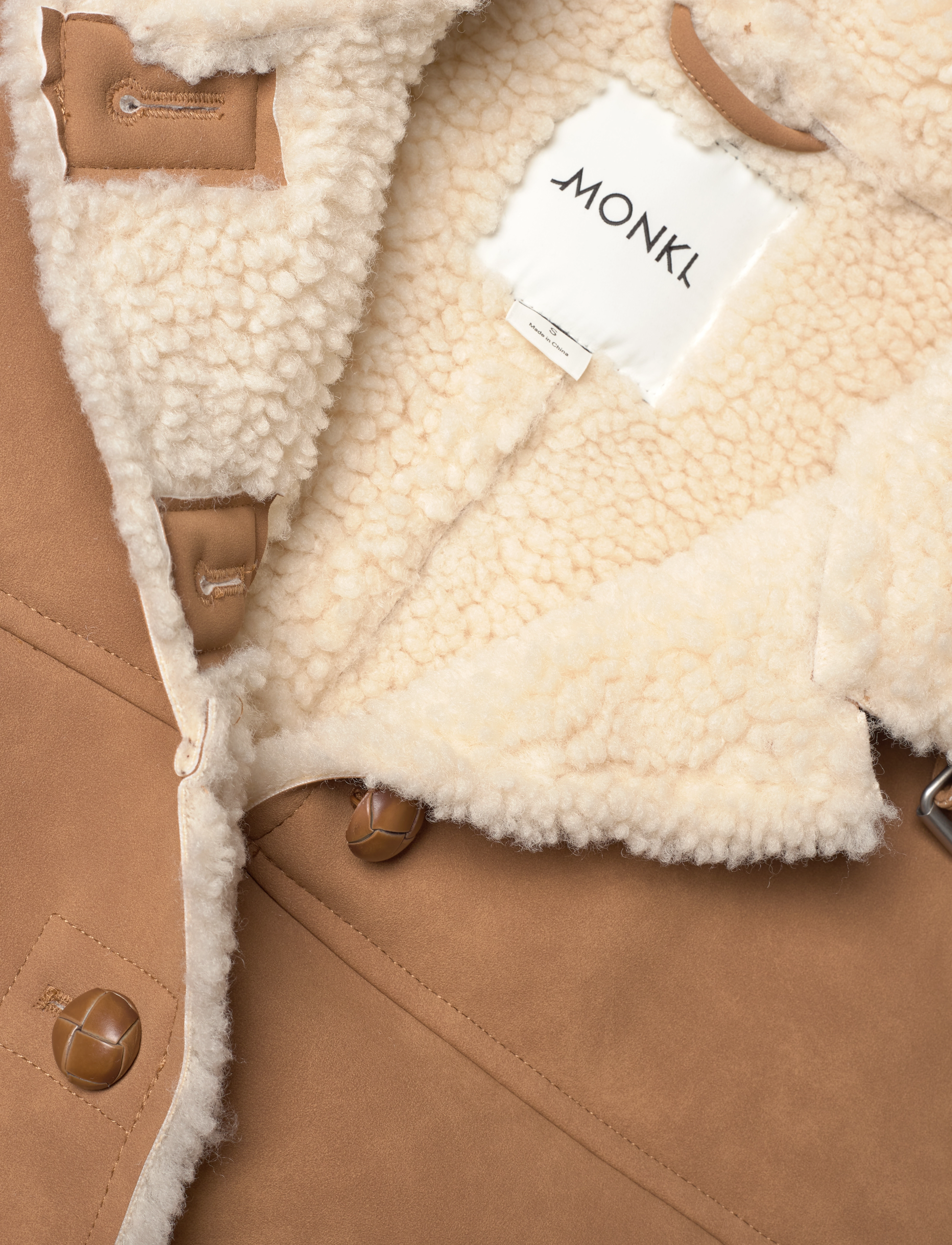 Monki - Faux Leather Shearling Jacket - fuskpäls - brown medium dusty - 3