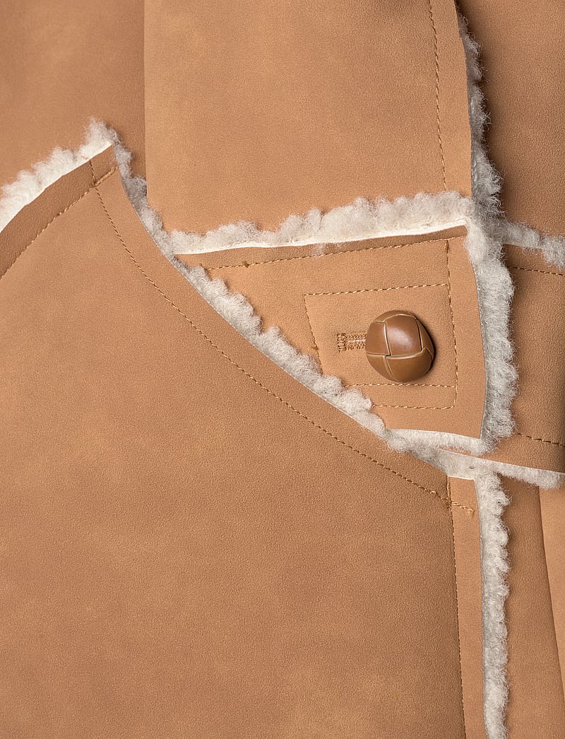 Monki - Faux Leather Shearling Jacket - kunstpelz - brown medium dusty - 4