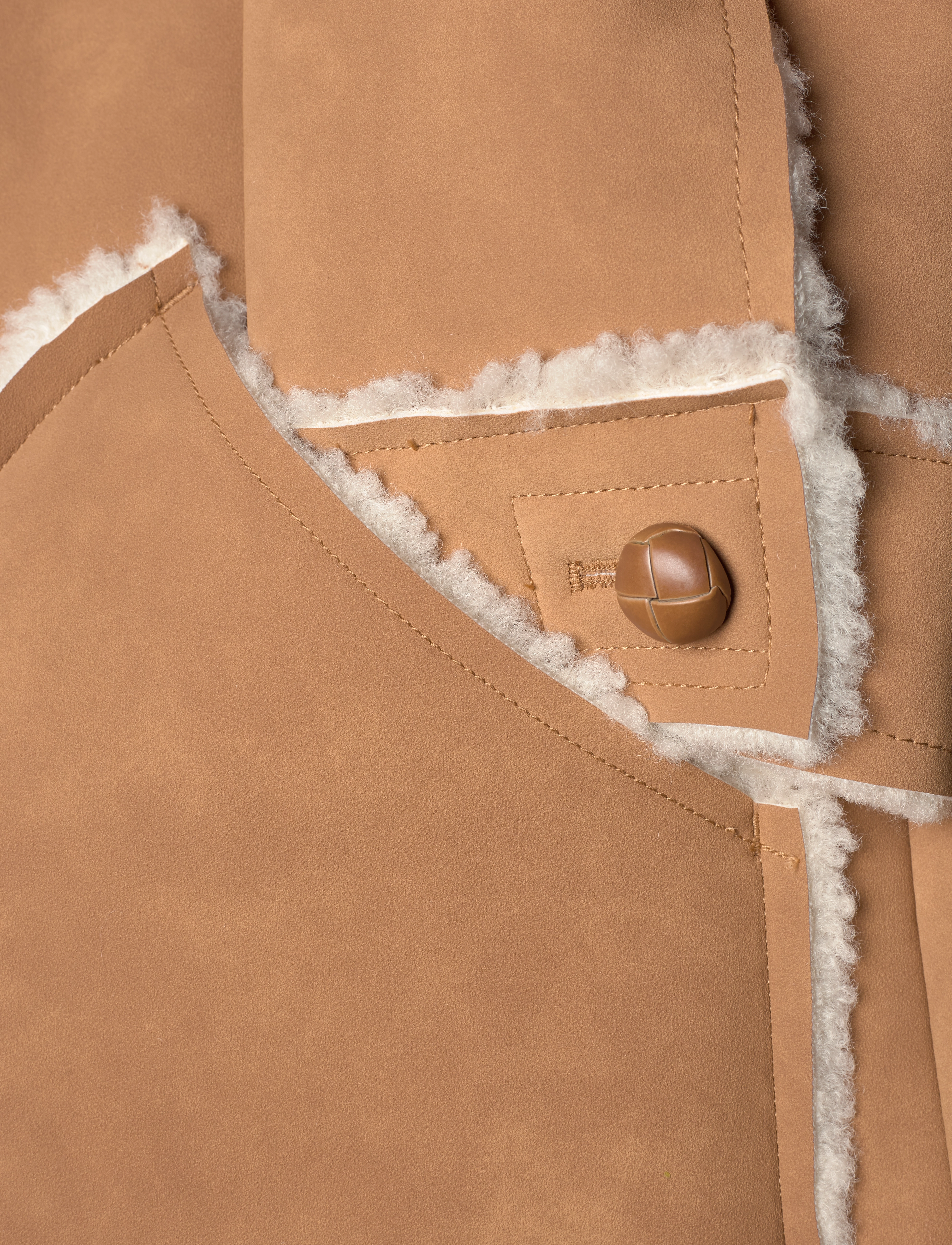 Monki - Faux Leather Shearling Jacket - fuskpäls - brown medium dusty - 4