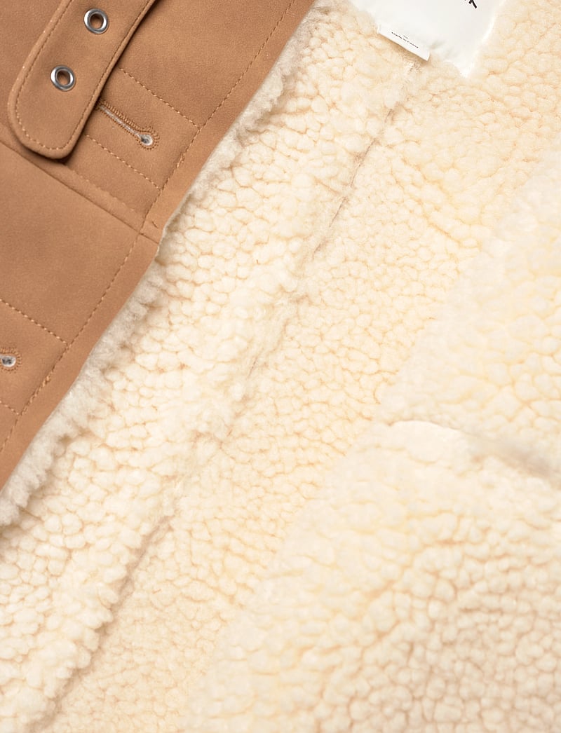 Monki - Faux Leather Shearling Jacket - kunstpelz - brown medium dusty - 5