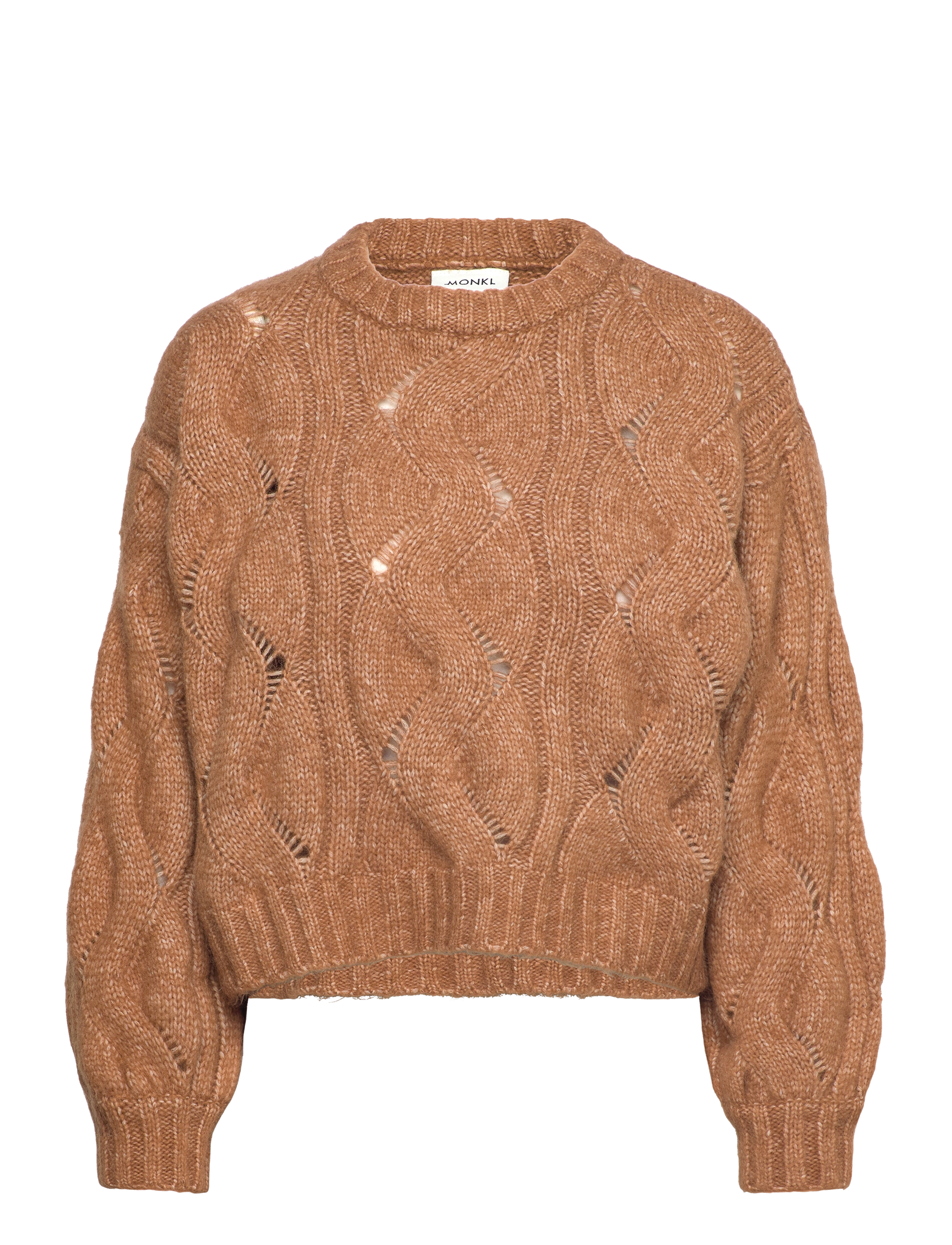 Monki Short Cable Knitted Sweater, XXS, Knitwear, Braun - Jumpers, Frauen