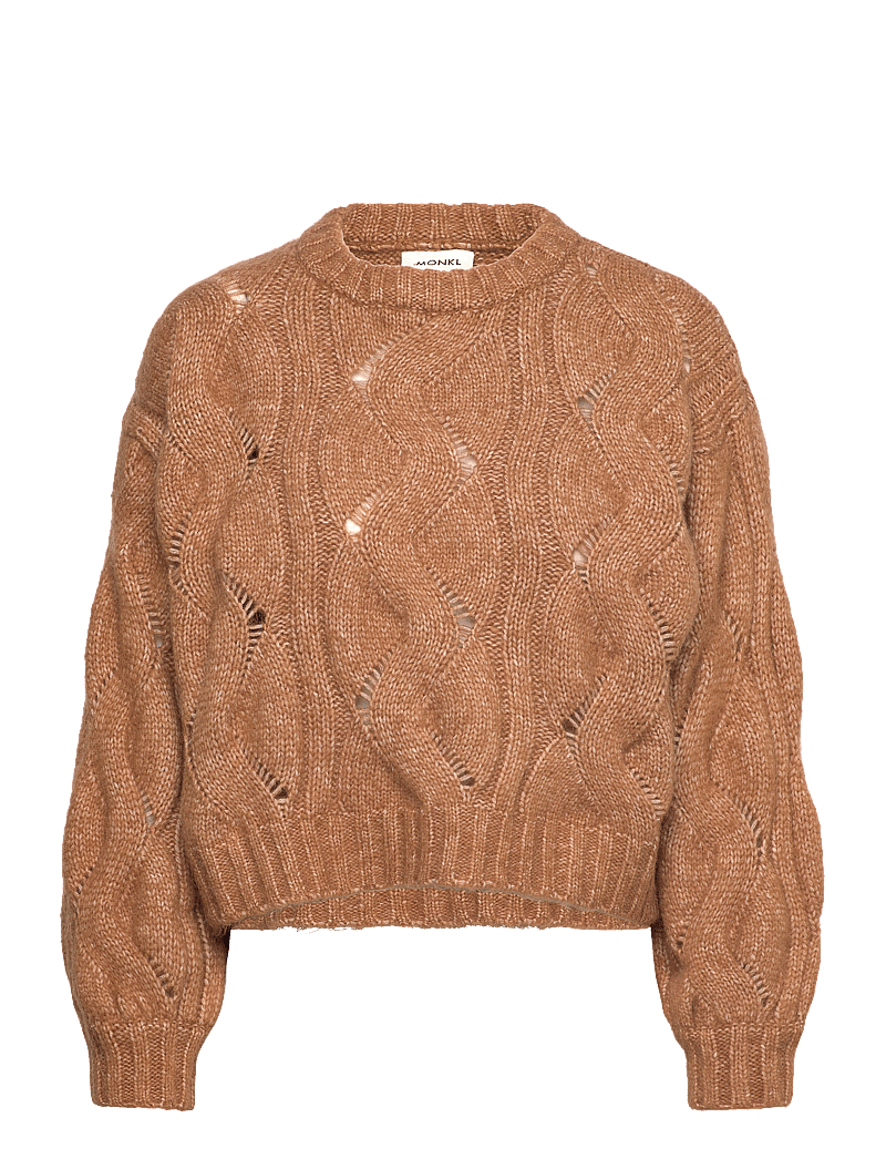 Monki - Short Cable Knitted Sweater - pullover - brown medium dusty - 0