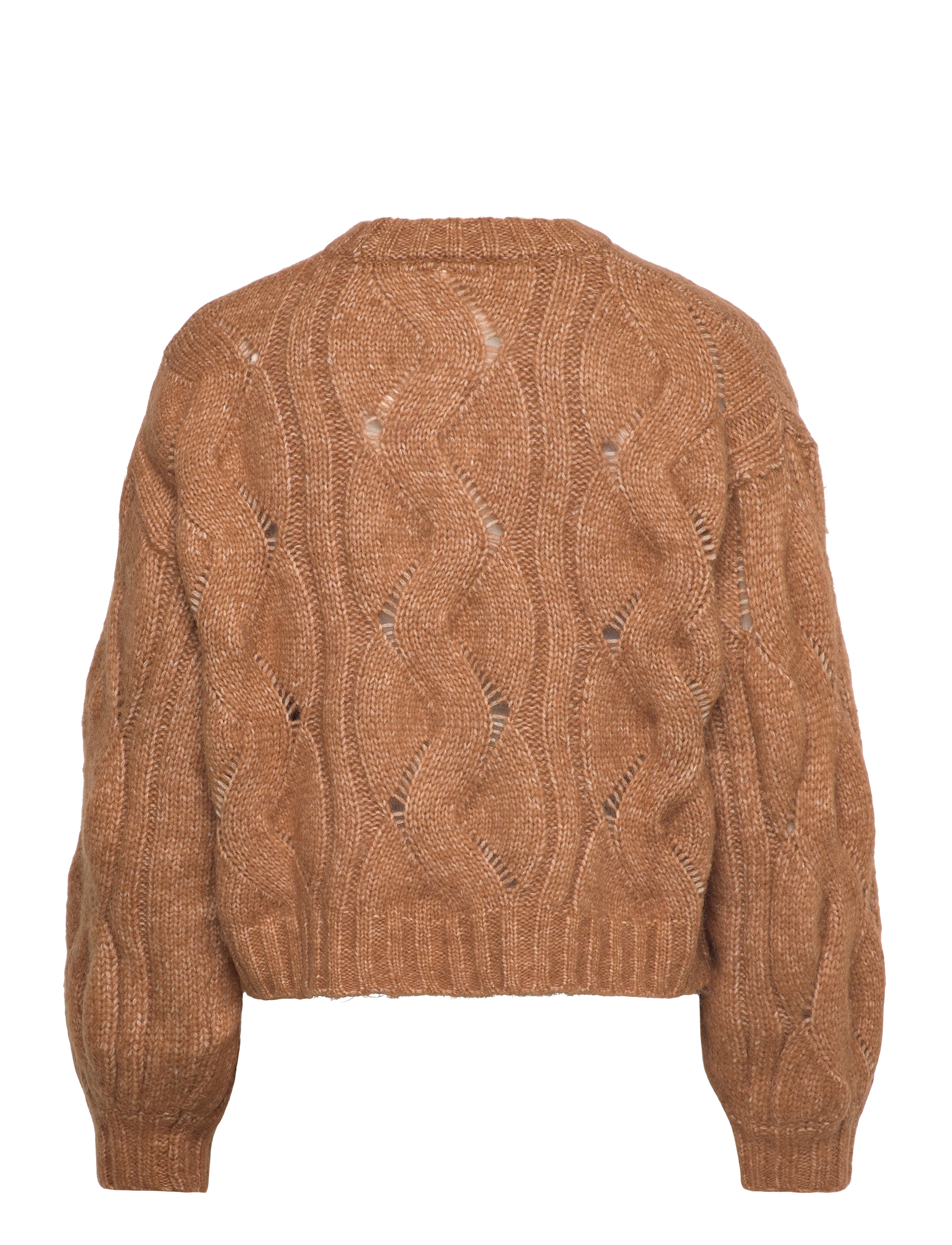 Monki - Short Cable Knitted Sweater - jumpers - brown medium dusty - 1