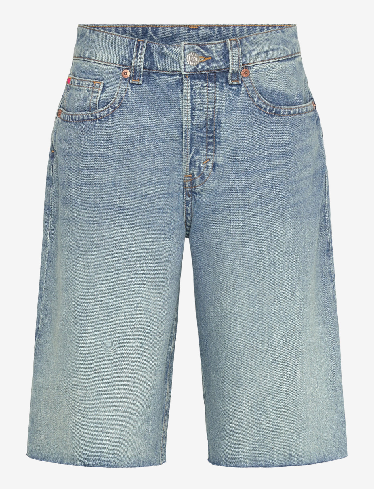 Monki - Peggy Low Waist Loose Baggy Leg Denim Shorts - jorts - blue medium dusty - 0