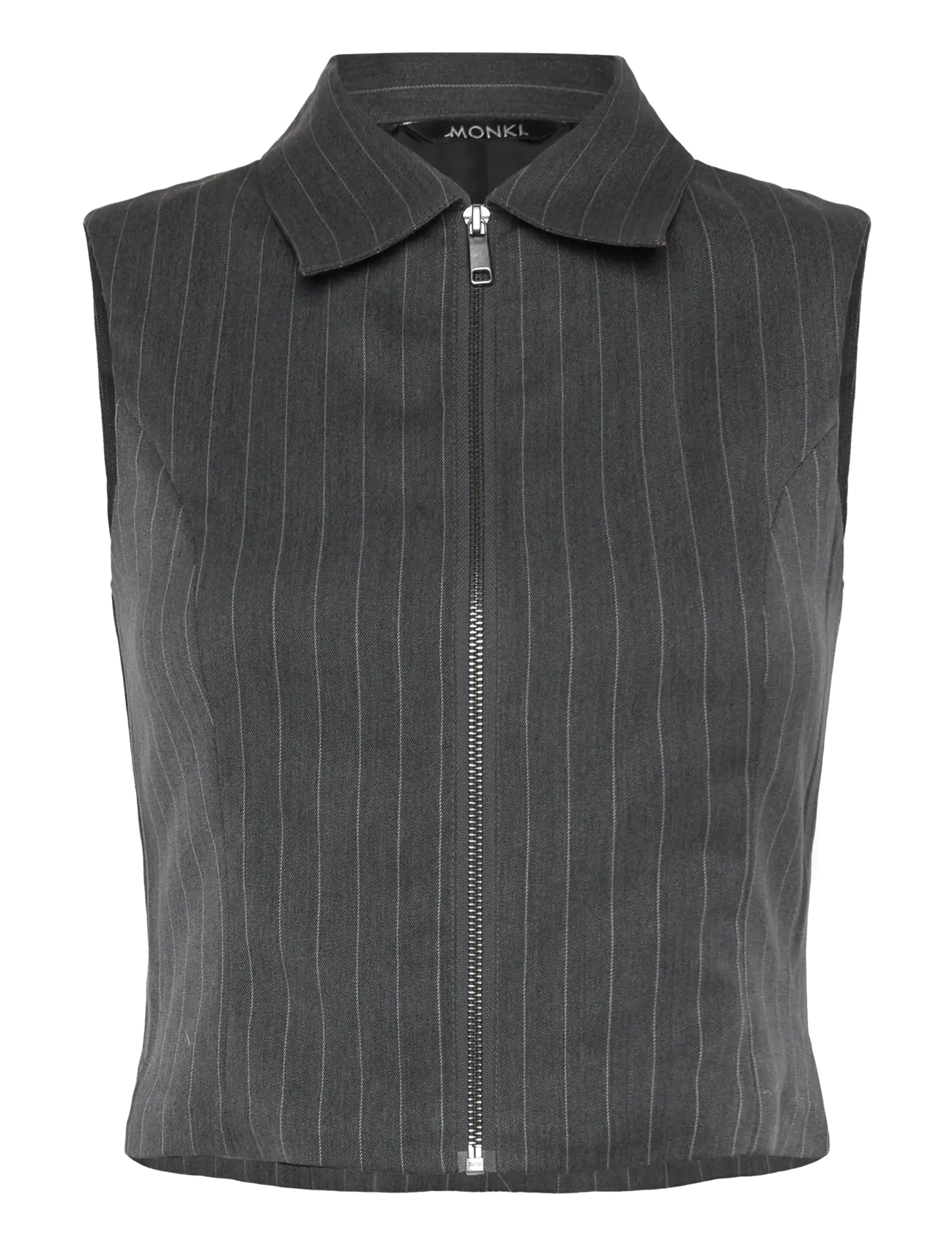 Sleeveless Twill Waistcoat - GREY MELANGE DARK