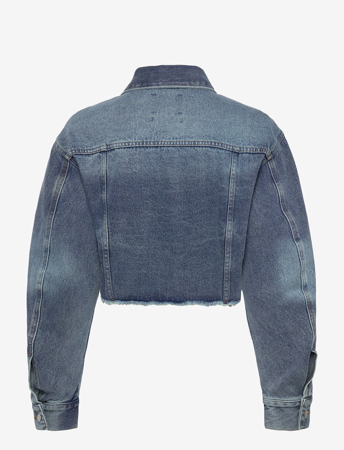 Monki - Cropped Oversized Barrel-Sleeved Denim Jacket - denimjakker - blue medium dusty - 1
