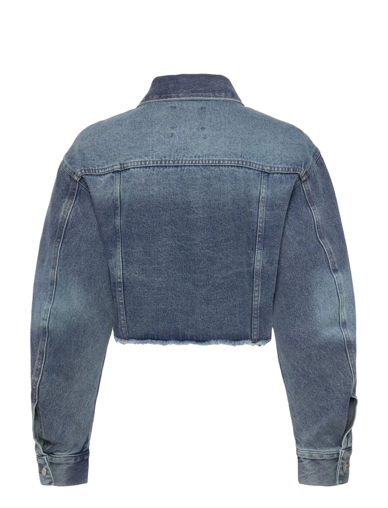 Monki - Cropped Oversized Barrel-Sleeved Denim Jacket - džinsa jakas - blue medium dusty - 1