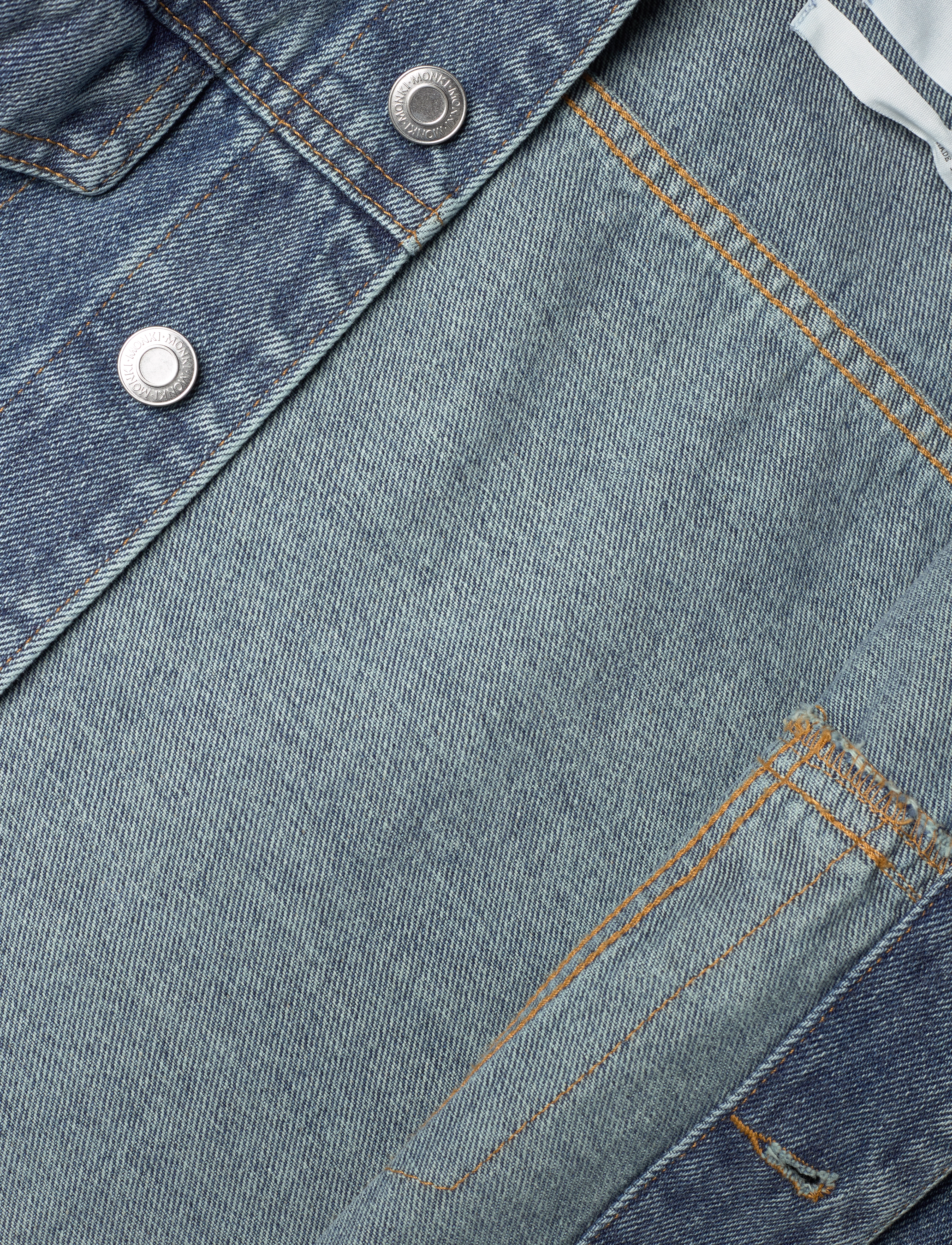 Monki - Cropped Oversized Barrel-Sleeved Denim Jacket - džinsa jakas - blue medium dusty - 3