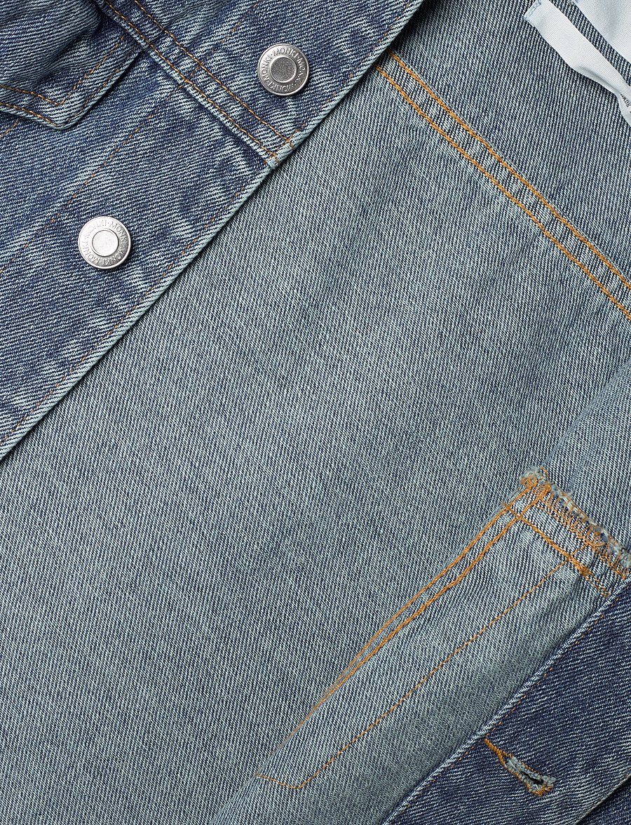 Monki - Cropped Oversized Barrel-Sleeved Denim Jacket - denim jackets - blue medium dusty - 3