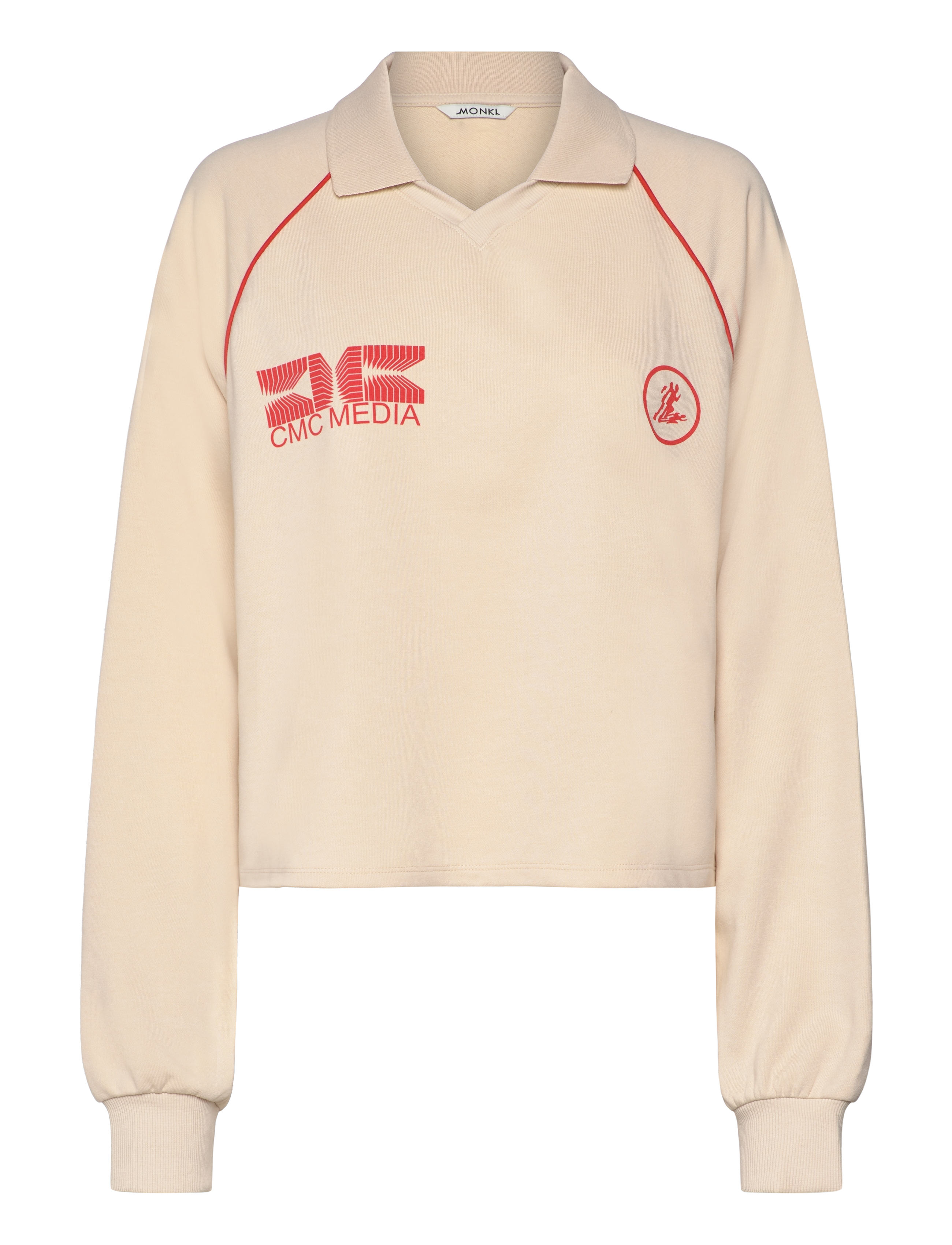 Monki Sporty Boxy Terry Sweatshirt, Kvinder, Cropped Sweatshirt med Krave, Cream, Str: S