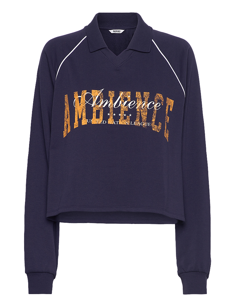 Monki - Sporty Boxy Terry Sweatshirt - dressipluusid - blue dark - 0