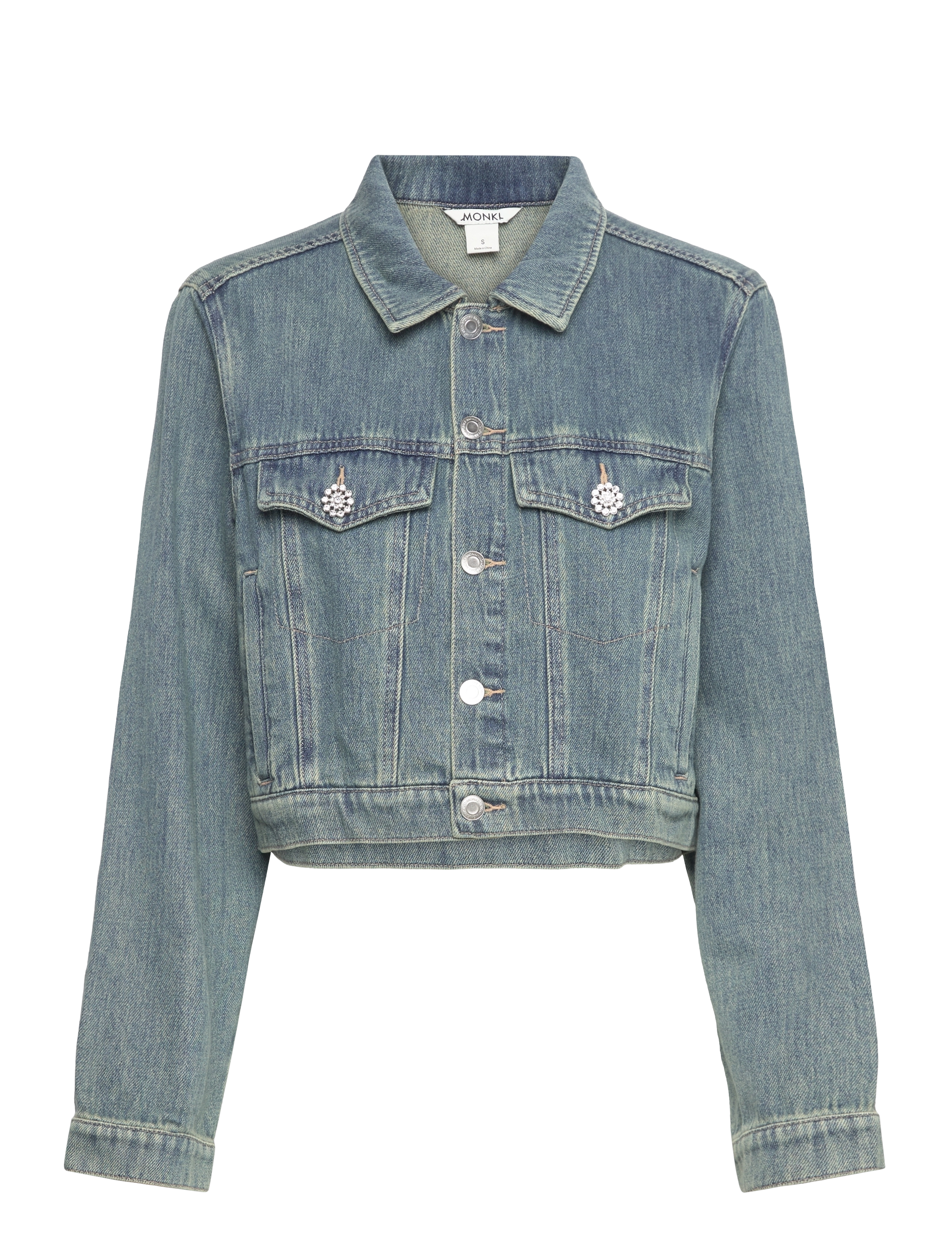 Monki Cropped Denim Jacket, XS, Jackets, Blau - Denim, Frauen