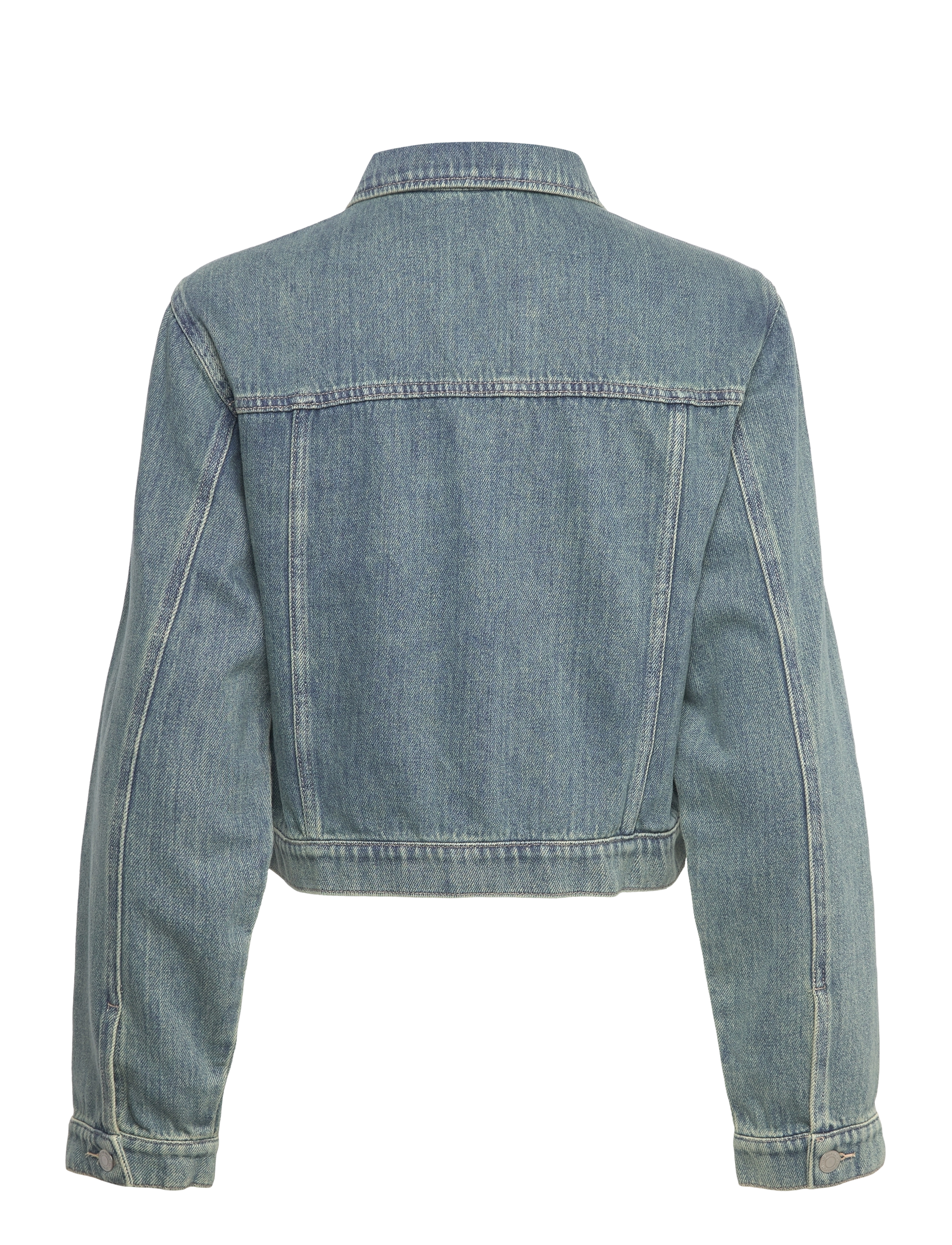 Monki - Cropped Denim Jacket - spring jackets - blue medium dusty - 1