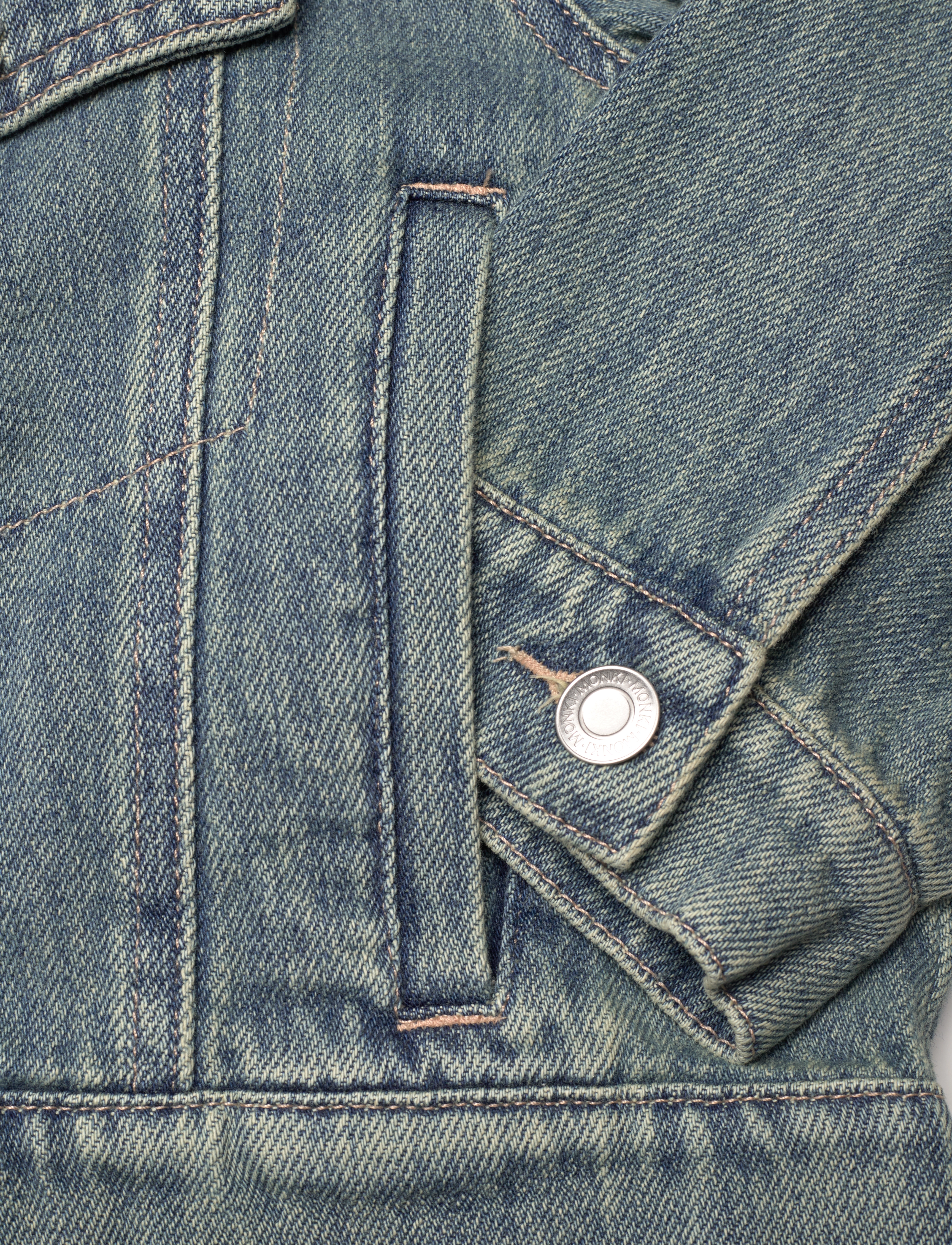 Monki - Cropped Denim Jacket - spring jackets - blue medium dusty - 3