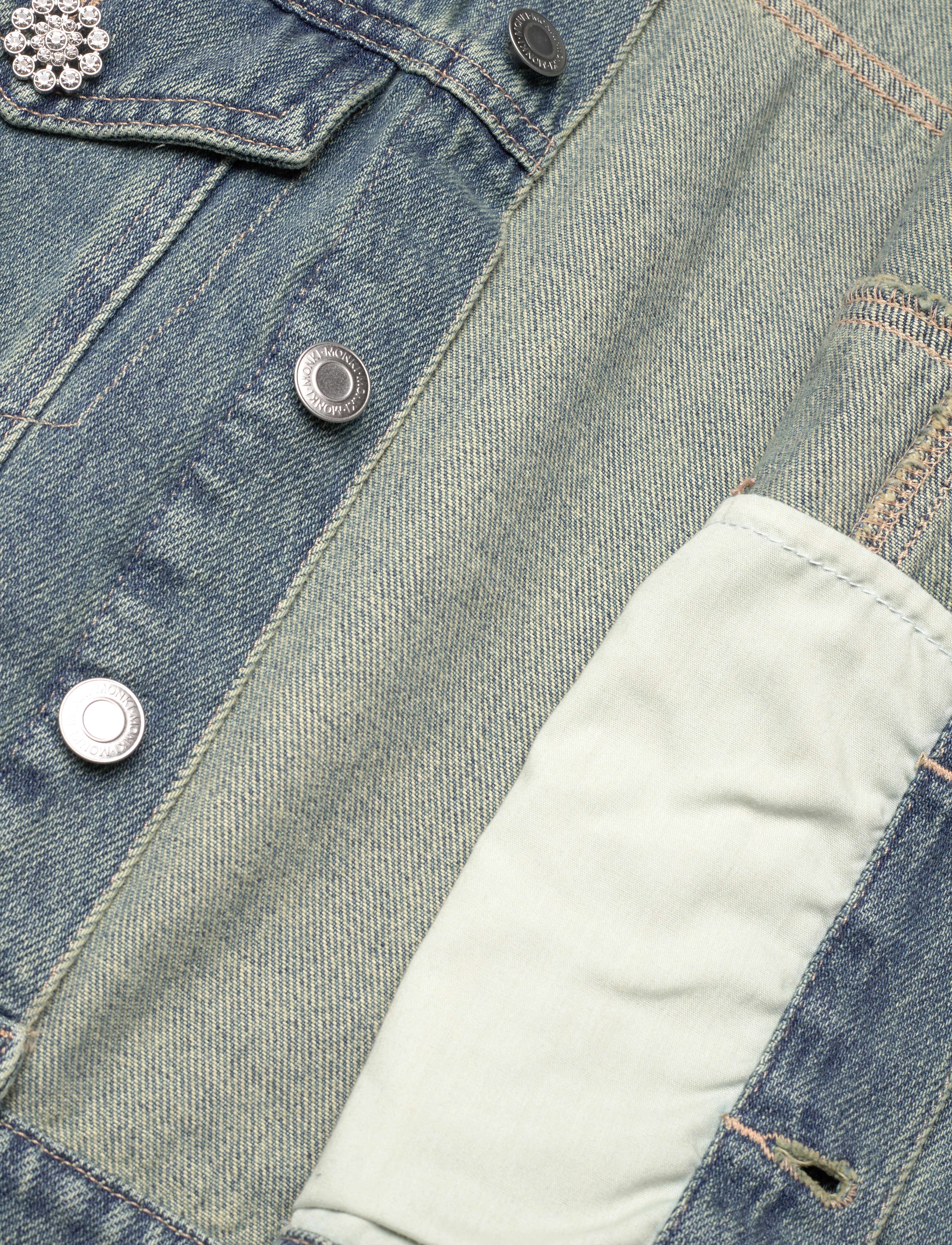 Monki - Cropped Denim Jacket - spring jackets - blue medium dusty - 4