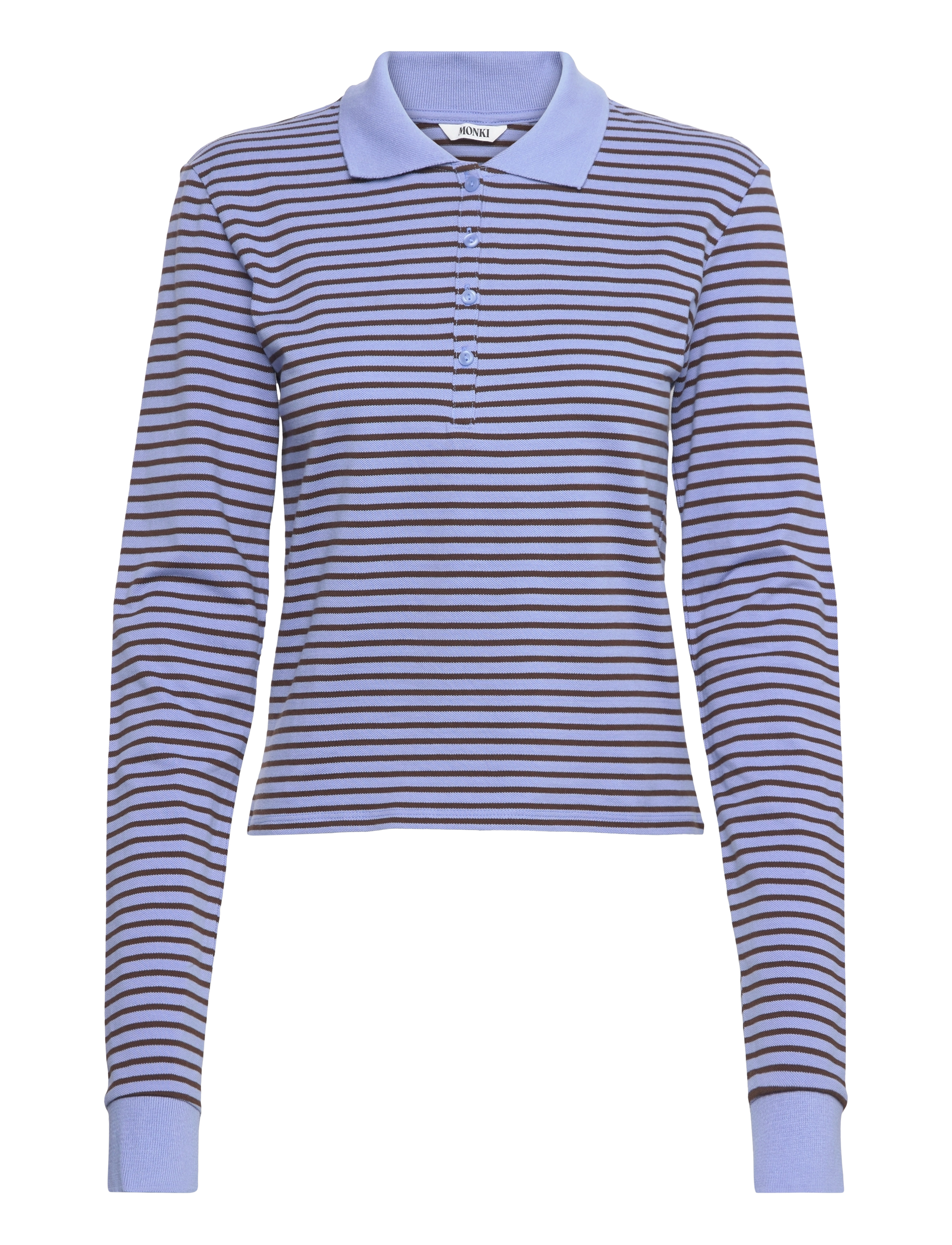 Monki Long-Sleeved Polo Top, XXS, T-shirts & Oberteile, Blau - Polos, Frauen