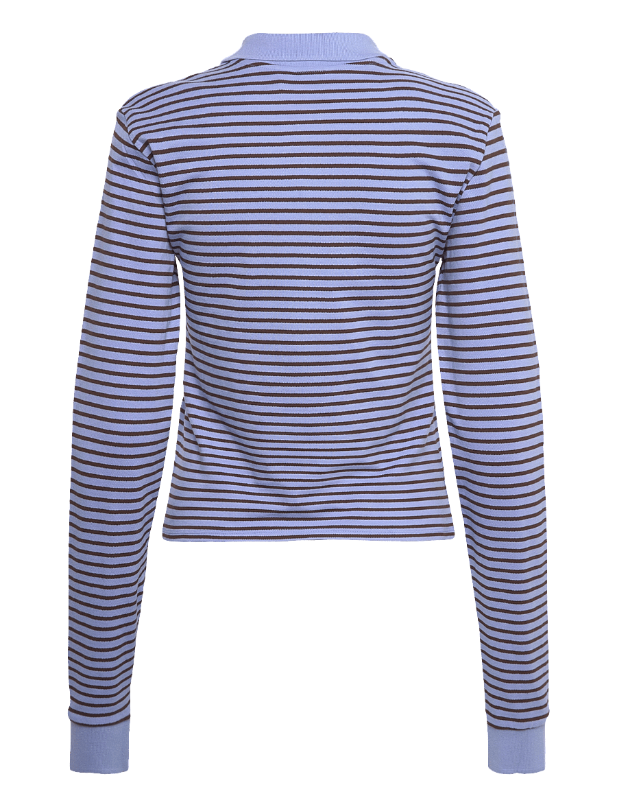 Monki - Long-Sleeved Polo Top - poloshirts - blue medium - 1