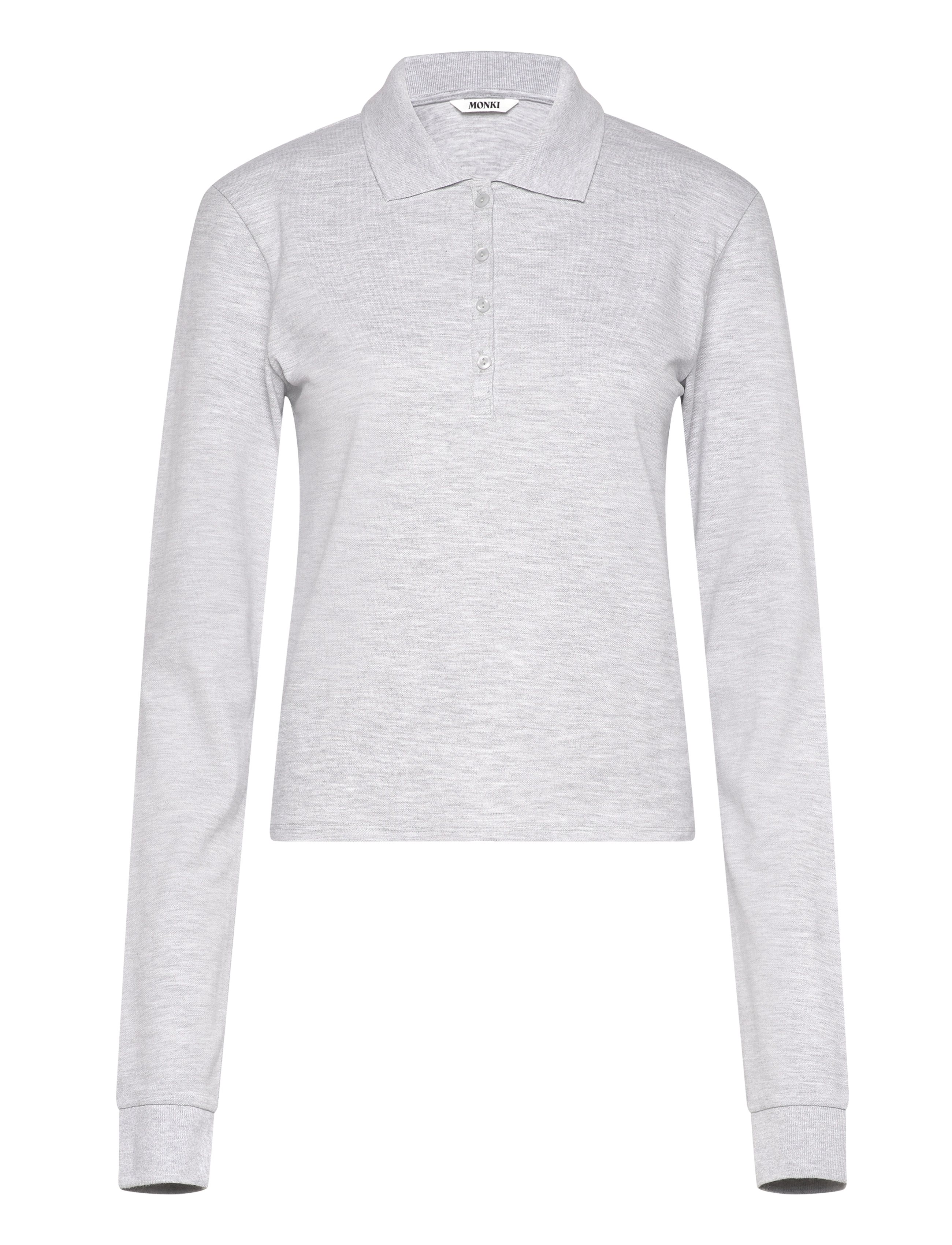 Monki Long-Sleeved Polo Top, XXS, T-shirts & Oberteile, Grau - Polos, Frauen