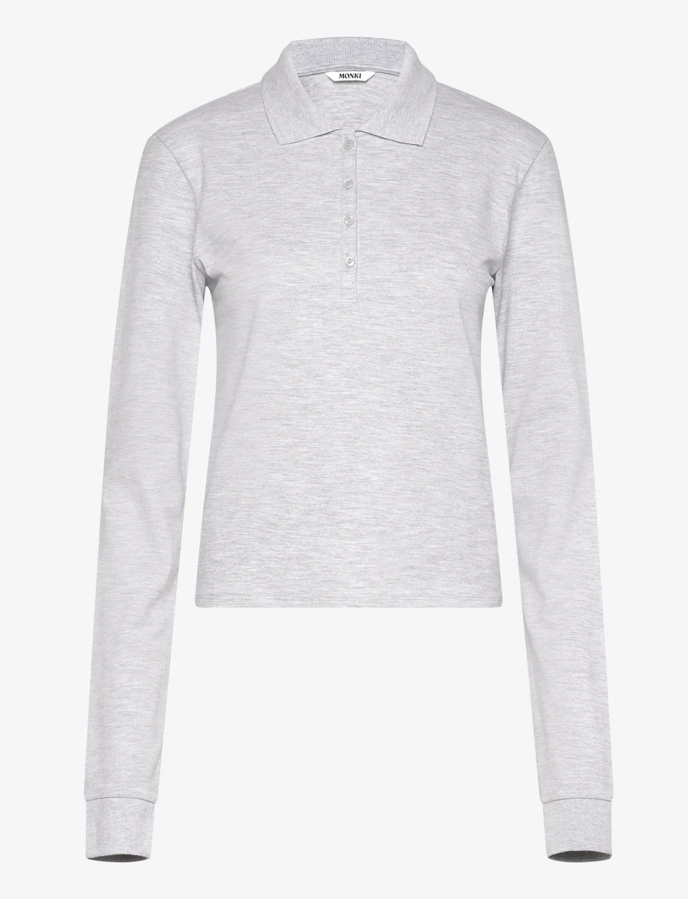 Monki - Long-Sleeved Polo Top - poloshirts - grey dusty light - 0