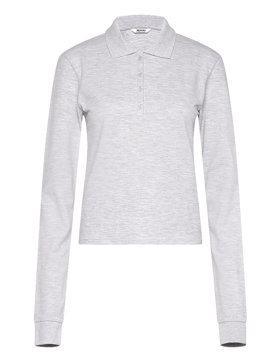 Monki - Long-Sleeved Polo Top - poloer - grey dusty light - 0