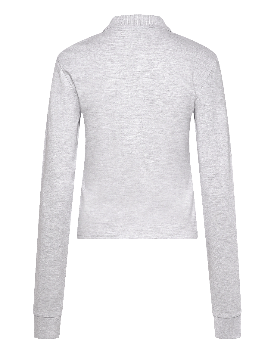 Monki - Long-Sleeved Polo Top - poloer - grey dusty light - 1