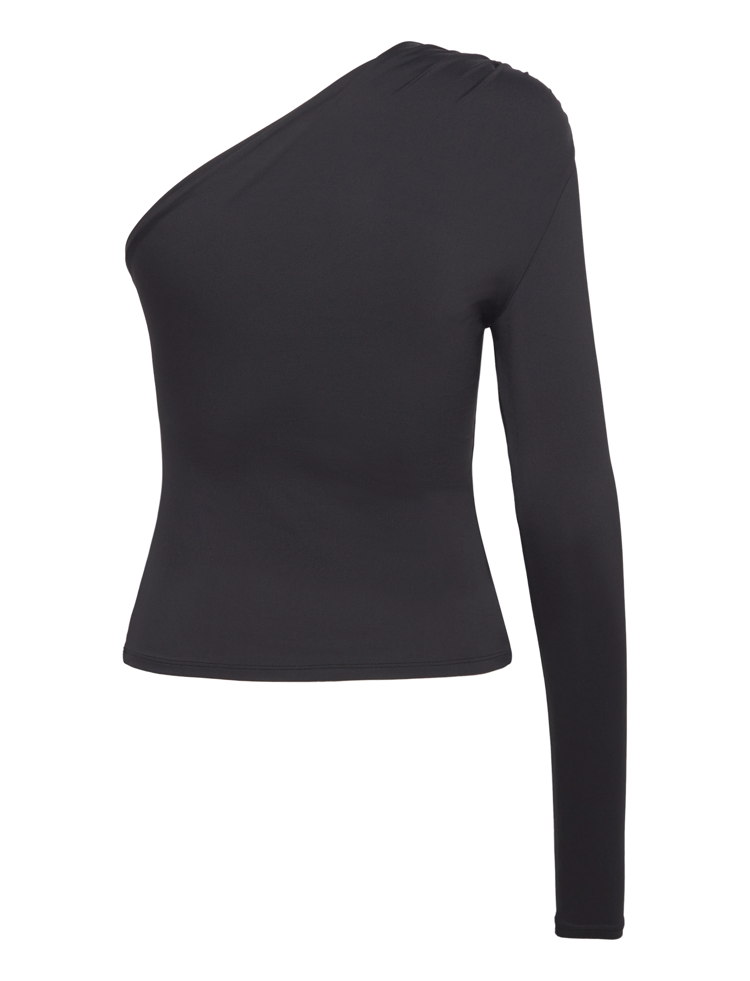 Monki - Draped One-Shoulder Nylon Top - langærmede toppe - black dark - 1