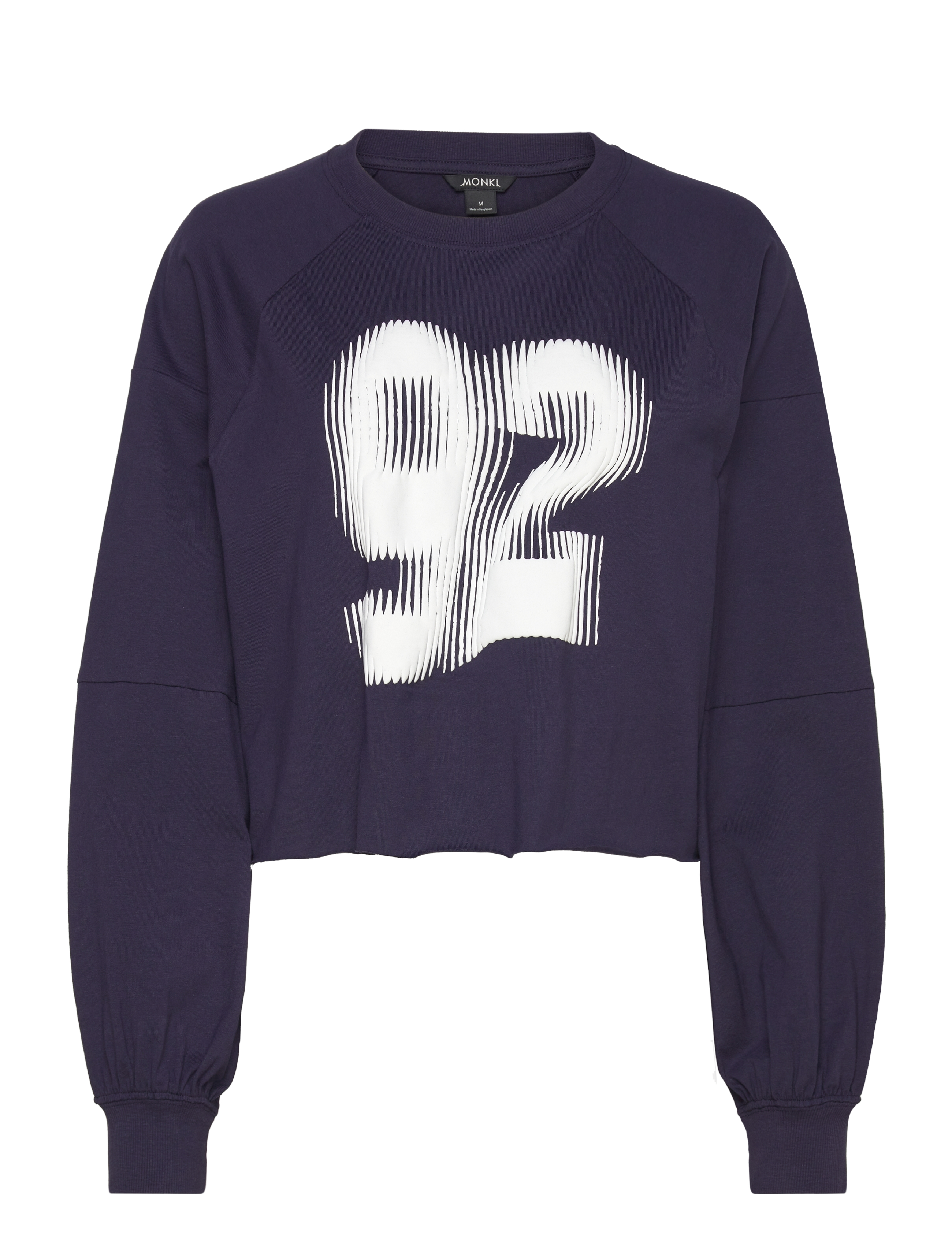 Monki Cropped Long-Sleeved T-Shirt, Kvinder, Cropped Langærmet T-shirt, Navy, Str: XXS