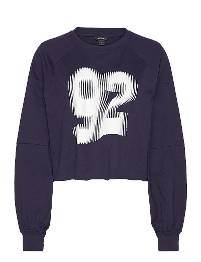 Monki Cropped Long-Sleeved T-shirt - Long-sleeved tops - BLUE DARK / navy