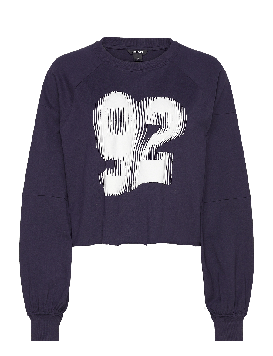 Monki - Cropped Long-Sleeved T-shirt - langärmlige tops - blue dark - 0