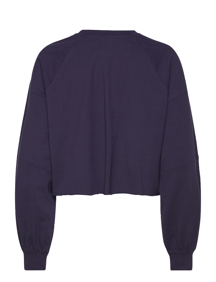 Monki - Cropped Long-Sleeved T-shirt - langärmlige tops - blue dark - 1