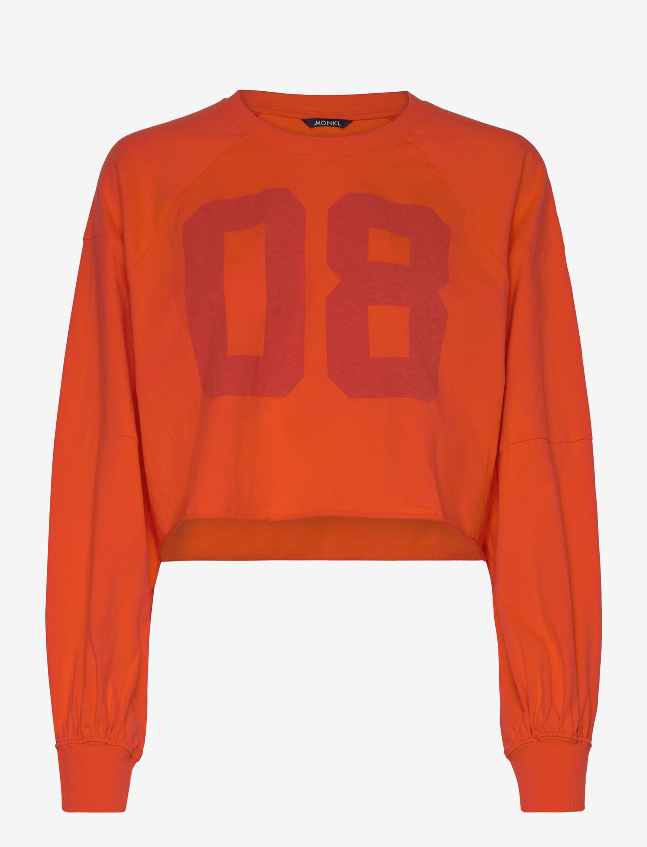 Monki - Cropped Long-Sleeved T-shirt - långärmade toppar - orange bright - 0