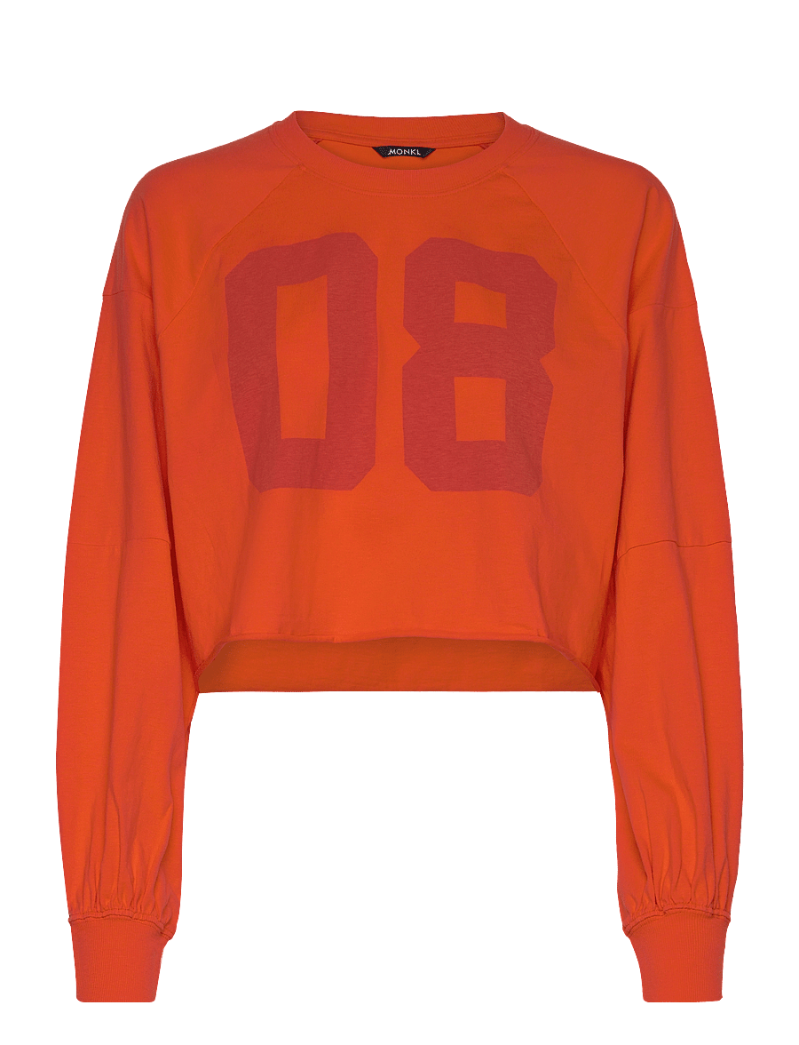 Monki - Cropped Long-Sleeved T-shirt - langärmlige tops - orange bright - 0