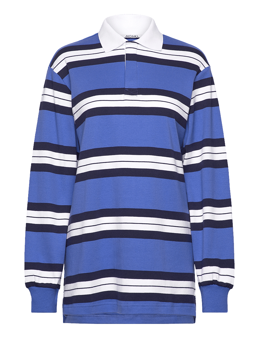 Monki - Long-Sleeved Rugby Mini Dress - korte kjoler - blue medium - 0