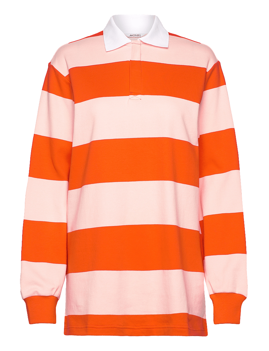 Monki - Long-Sleeved Rugby Mini Dress - kurze kleider - red bright - 0