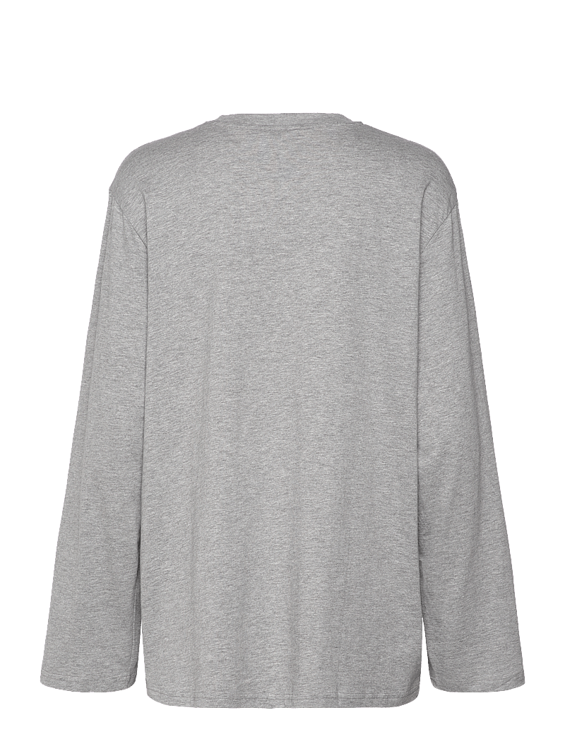 Monki - Printed Long-Sleeved Oversized T-shirt Dress - pikkade varrukatega alussärgid - grey dusty light - 1