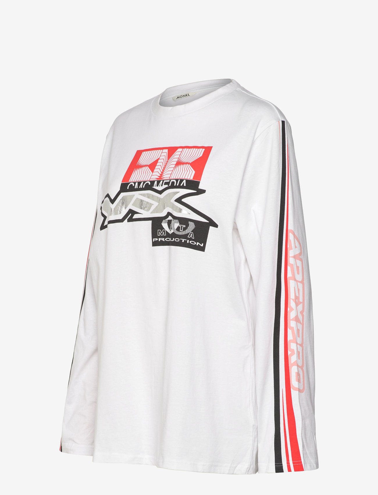 Monki - Printed Long-Sleeved Oversized T-shirt Dress - pikkade varrukatega alussärgid - white light - 2