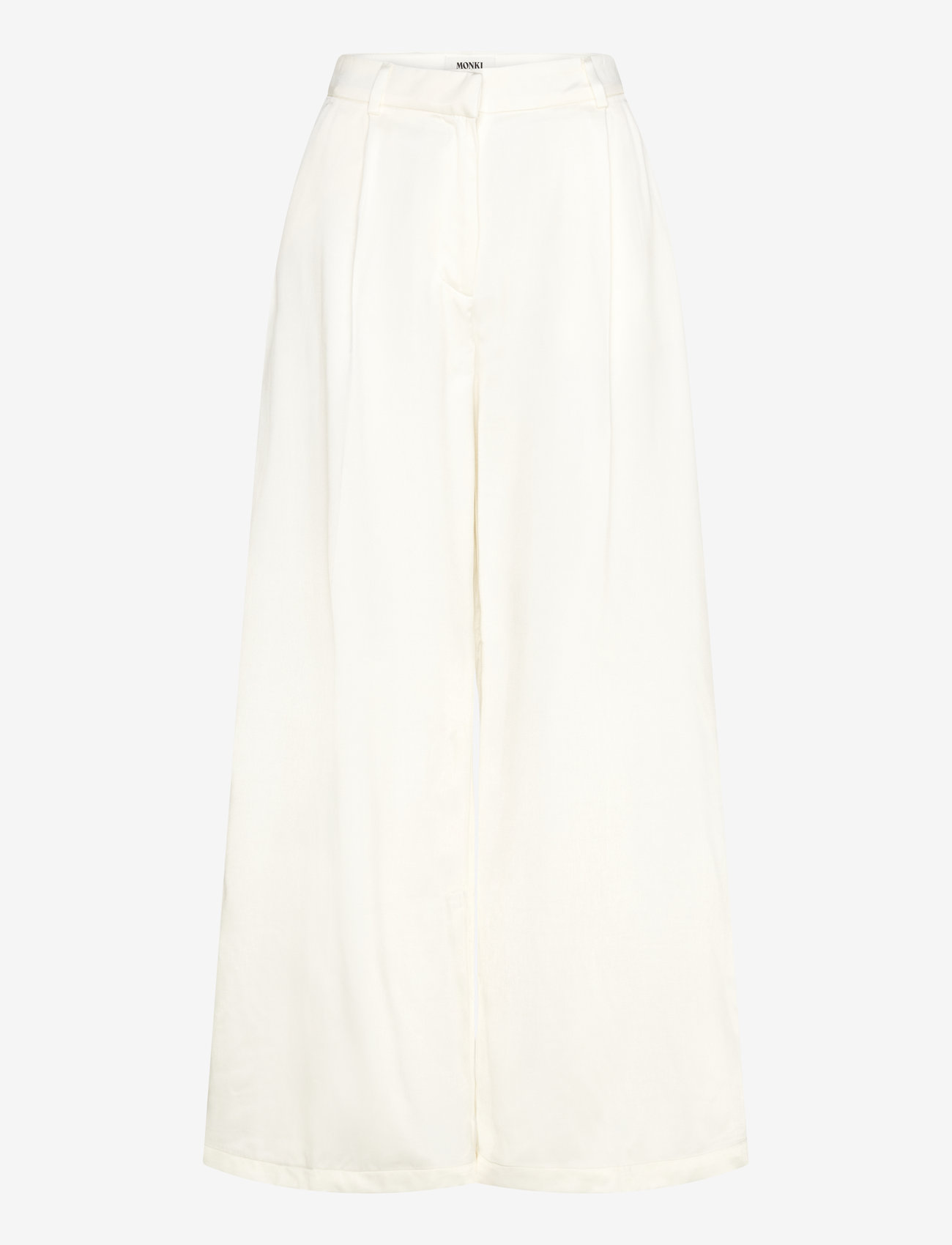 Monki - Pleated High Waist Wide Leg Suiting Trousers - vida byxor - white light - 0