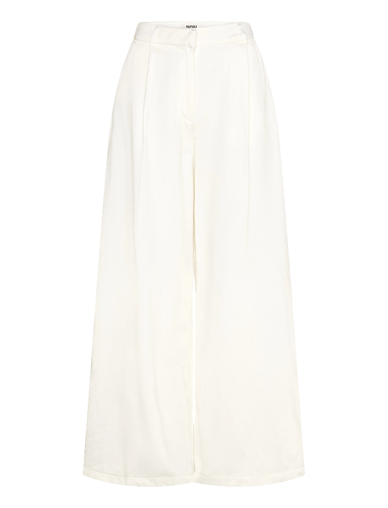 Monki - Pleated High Waist Wide Leg Suiting Trousers - white light - 0
