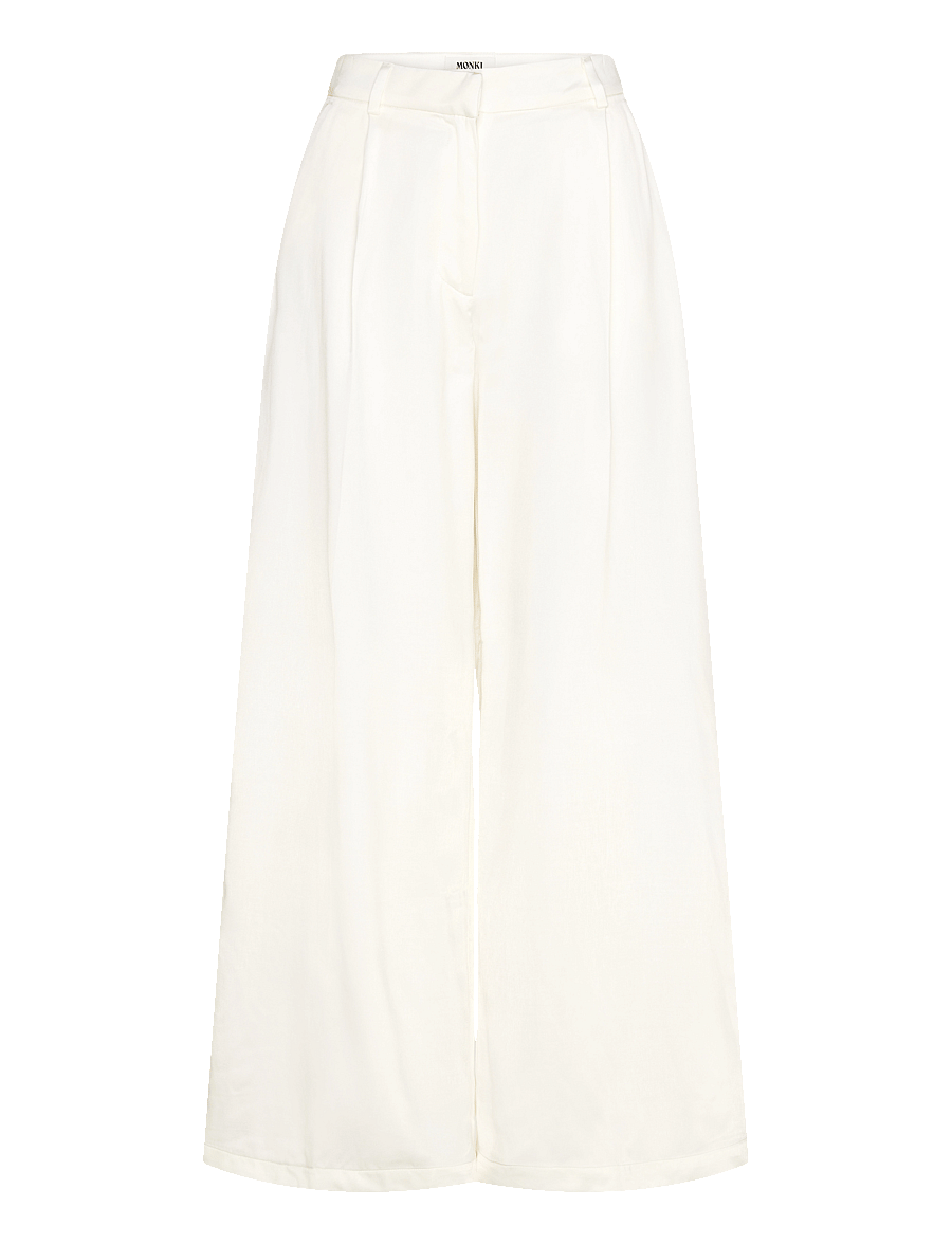 Monki - Pleated High Waist Wide Leg Suiting Trousers - white light - 0