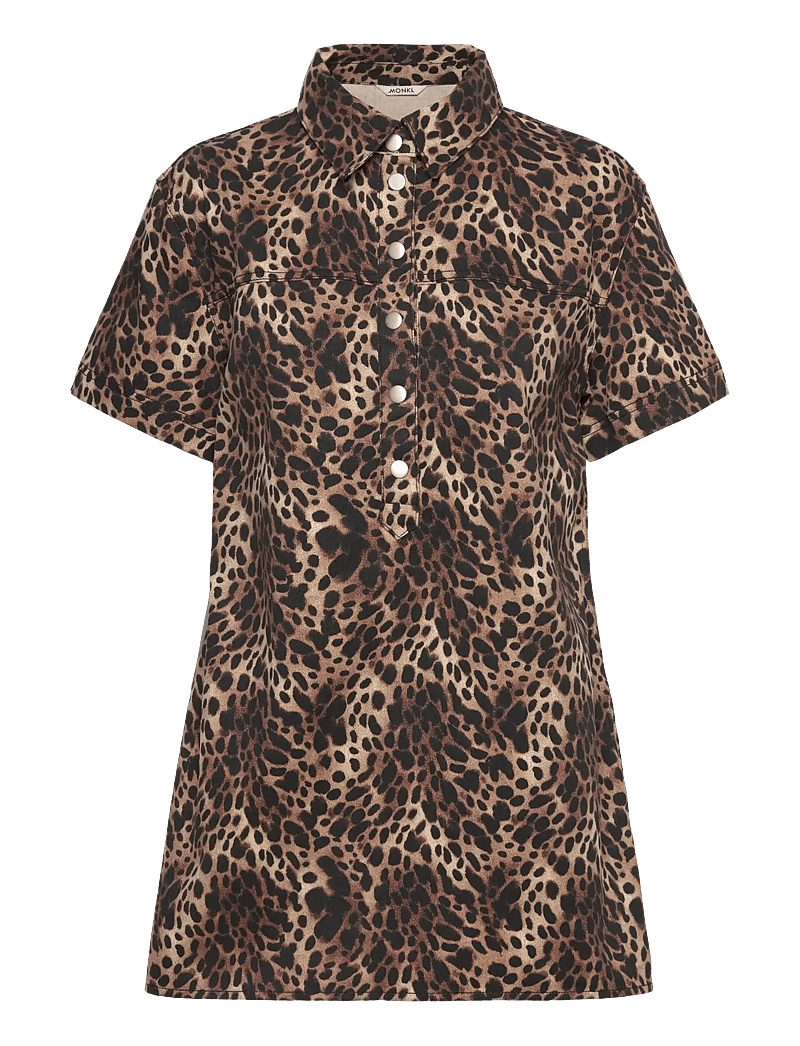 Monki - Short-Sleeved Mini Shirt Dress - kurze kleider - beige dusty light - 0