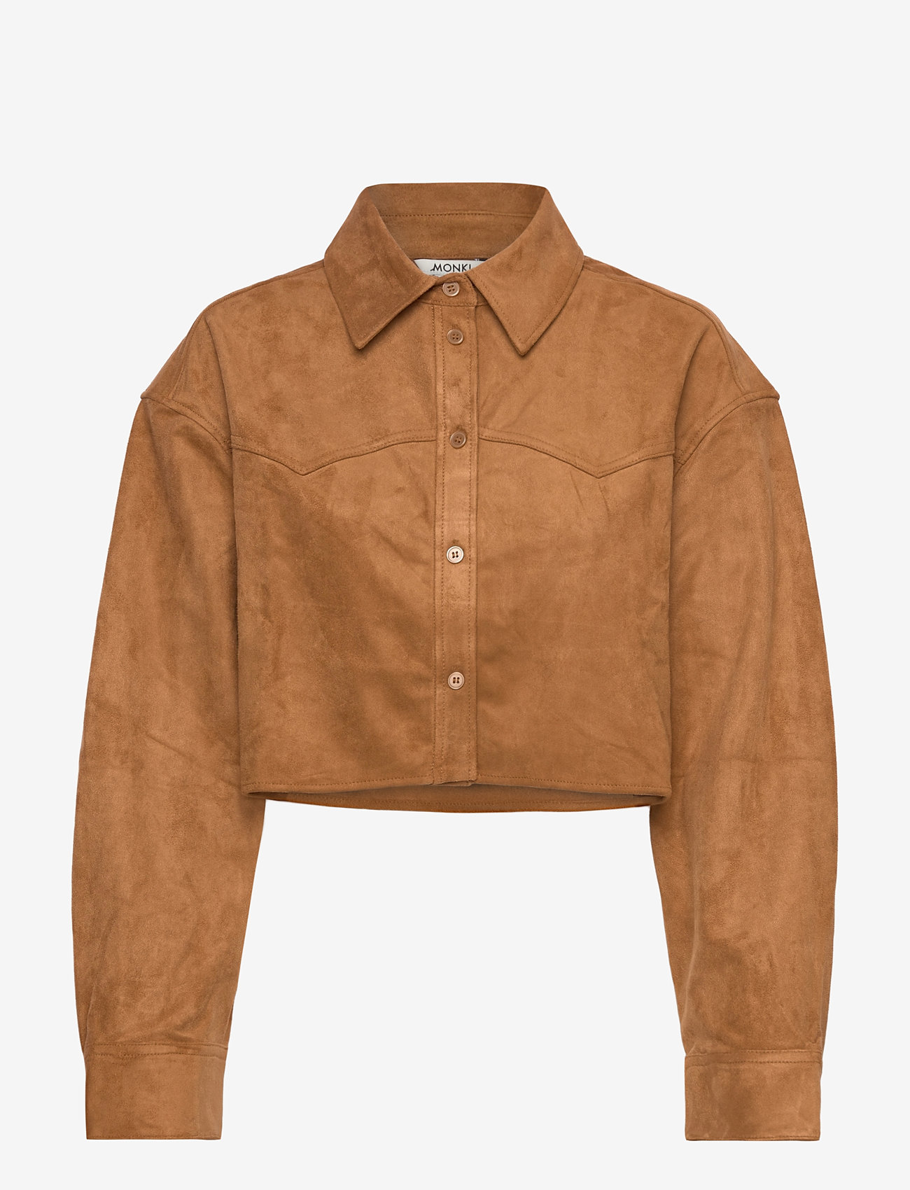 Monki - Cropped western shirt - långärmade skjortor - brown medium dusty - 0
