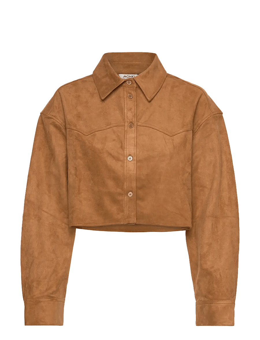 Monki - Cropped western shirt - långärmade skjortor - brown medium dusty - 0