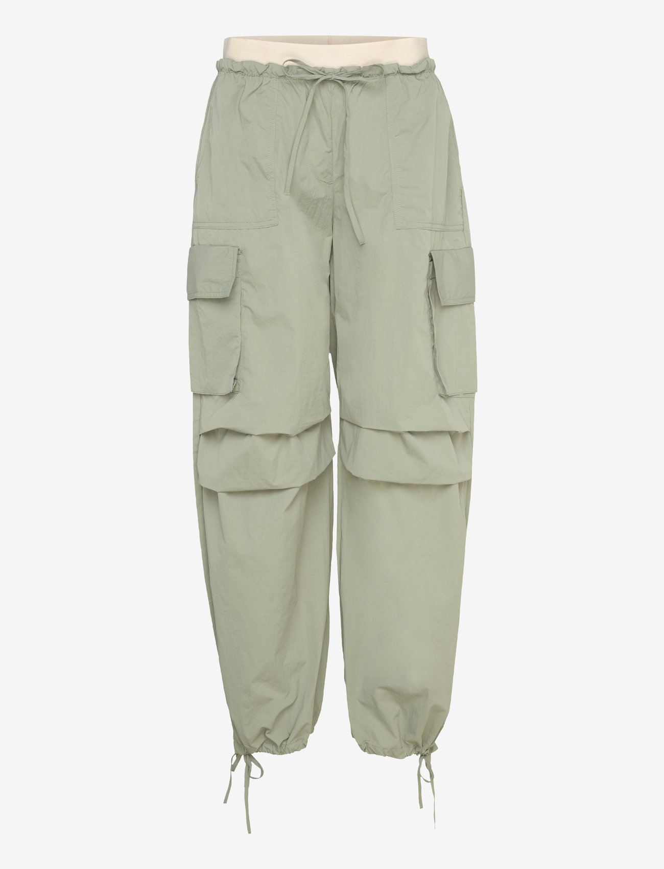 Monki - Loose Nylon Cargo Trousers - cargobukser - khaki green medium dusty - 0